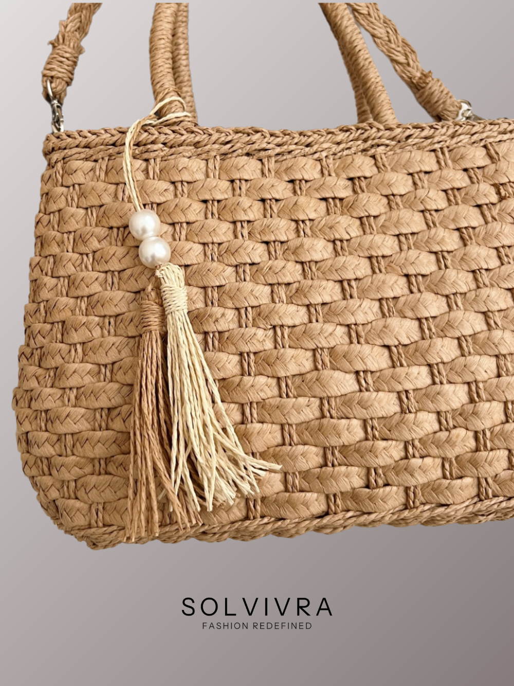 Solvivra Raffia Knot Shoulder Bag