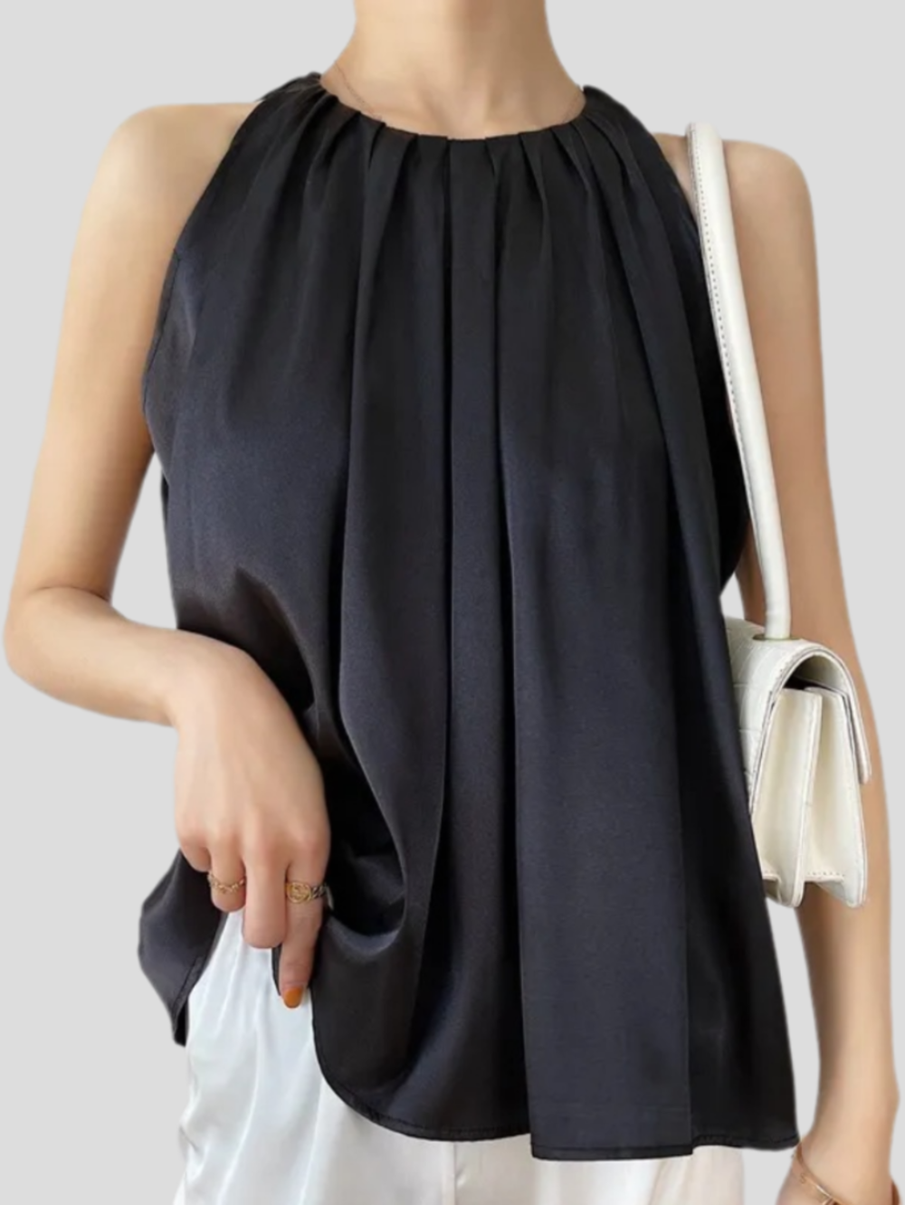Solvivra Opal Silk Pleated Top