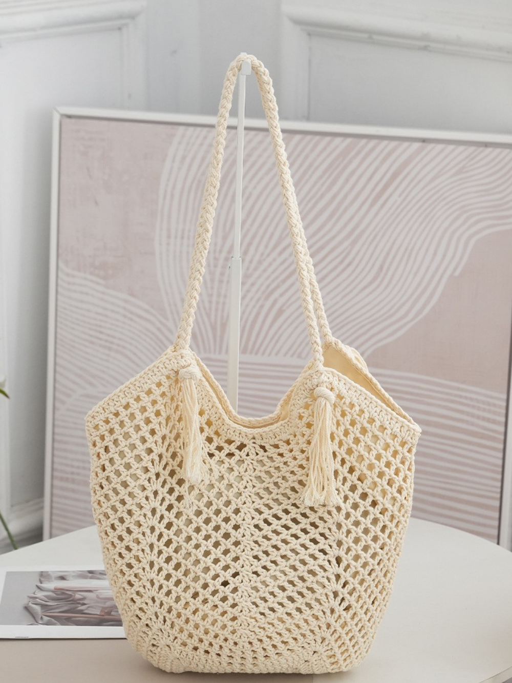 Solvivra Artisan Weave Cotton Tassel Bag