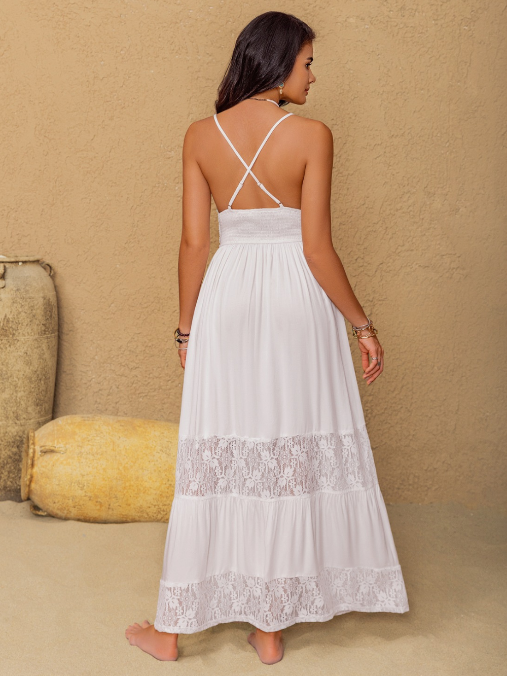 Solvivra Lace Loom Tiered Maxi Cami Dress