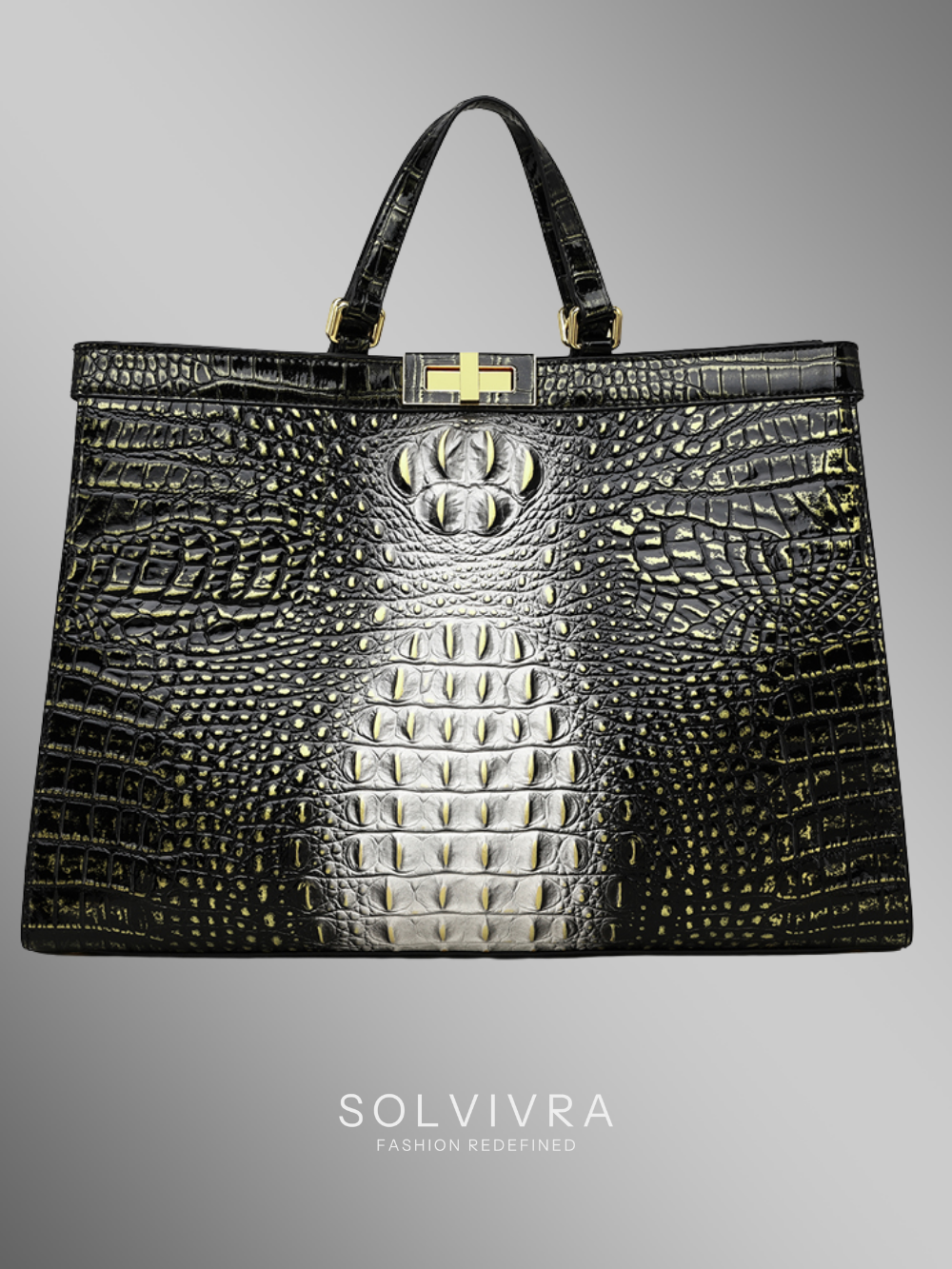 Solvivra Noir Lux Croco Satchel