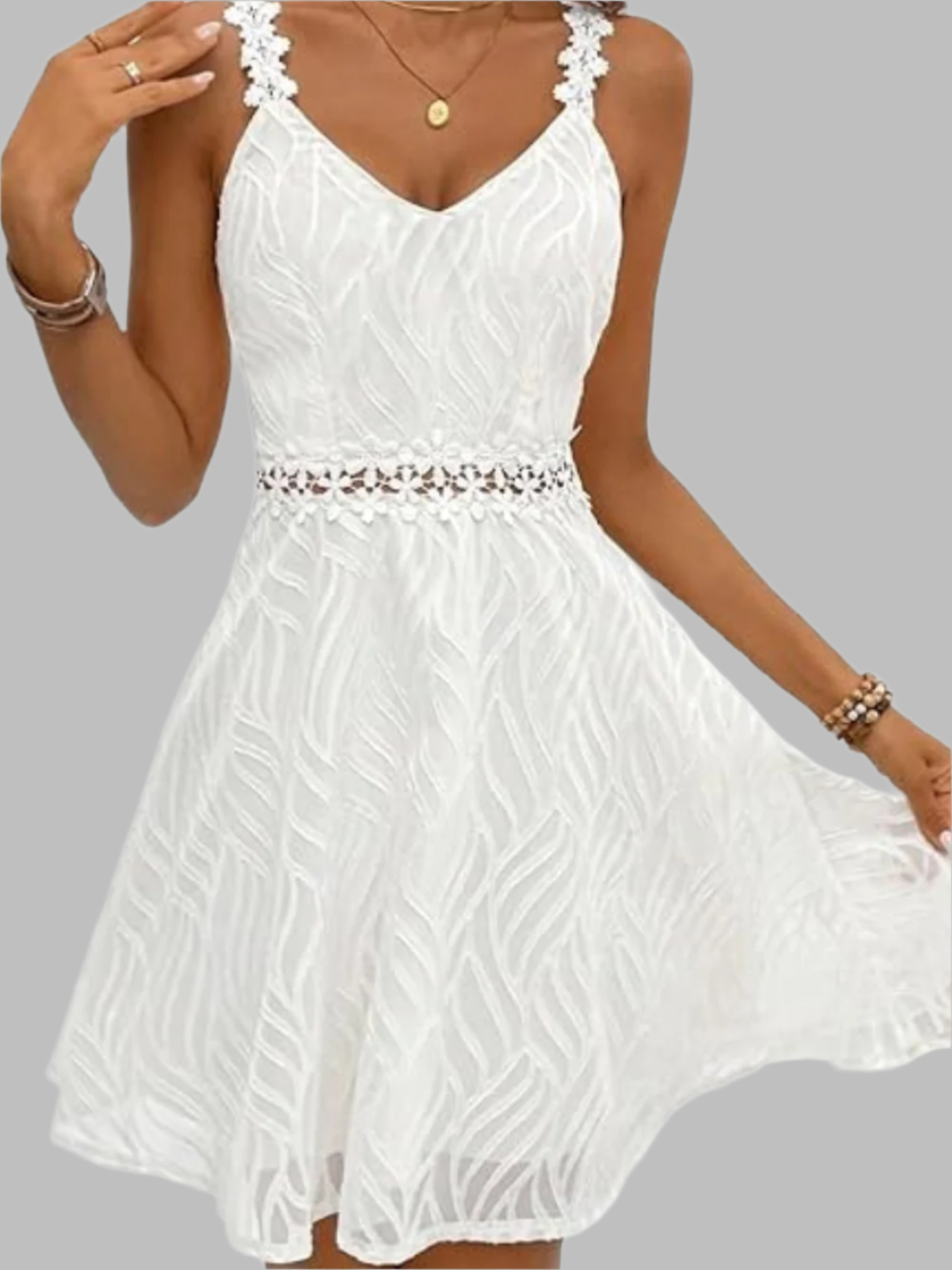 Solvivra Ivory Bloom Lace Dress