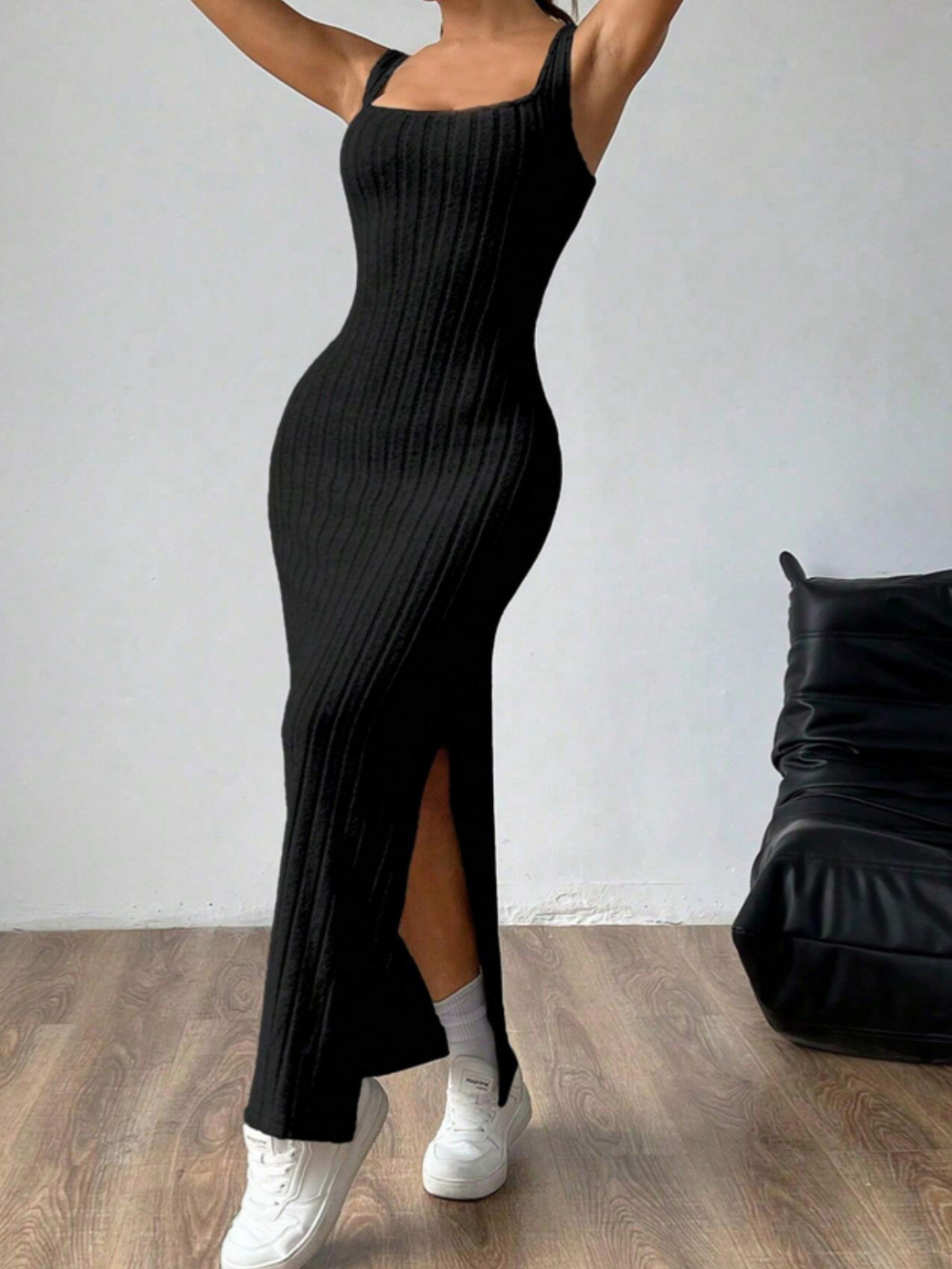 Solvivra Curve Knit Cutout Midi Dress