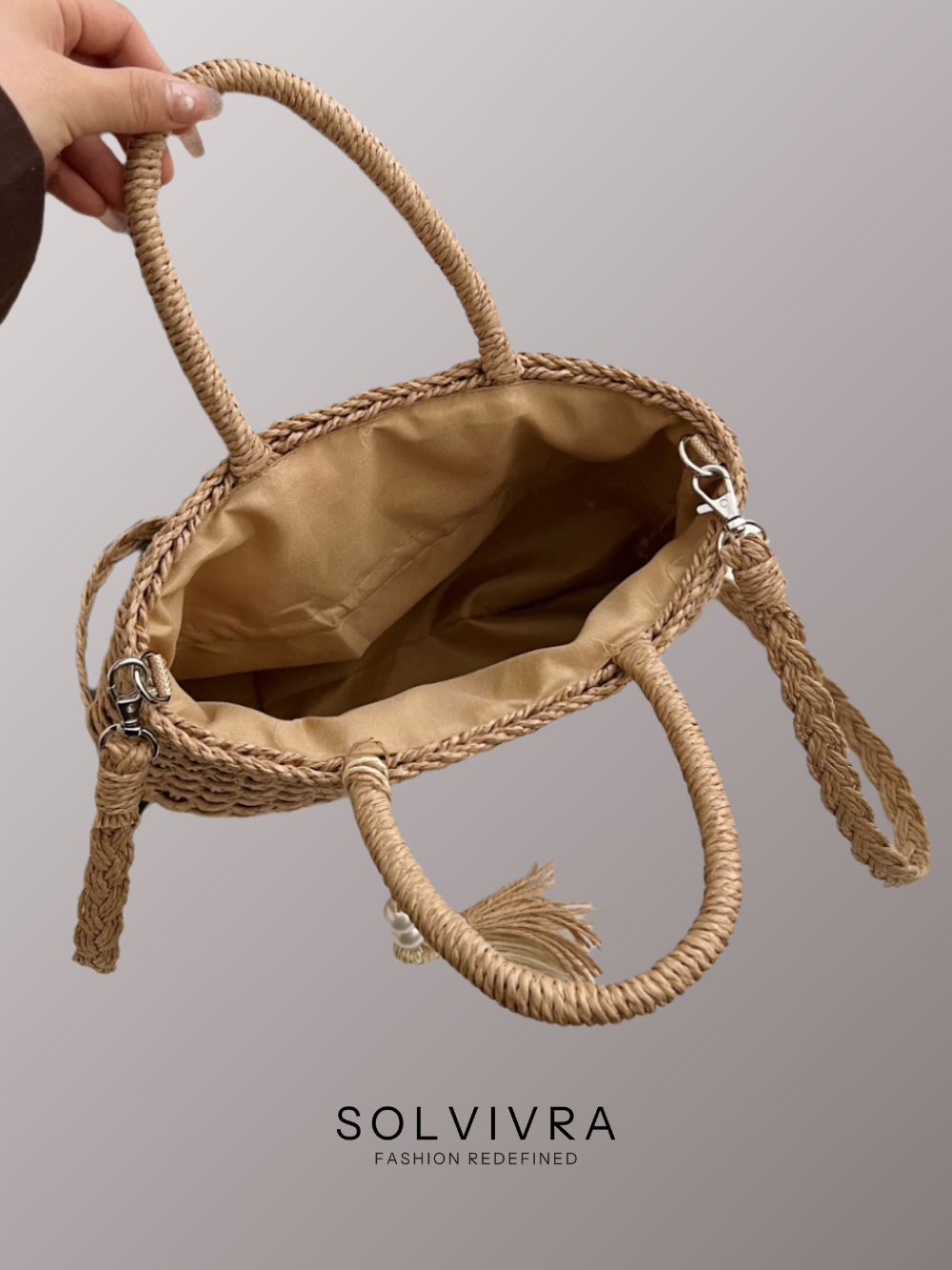 Solvivra Raffia Knot Shoulder Bag