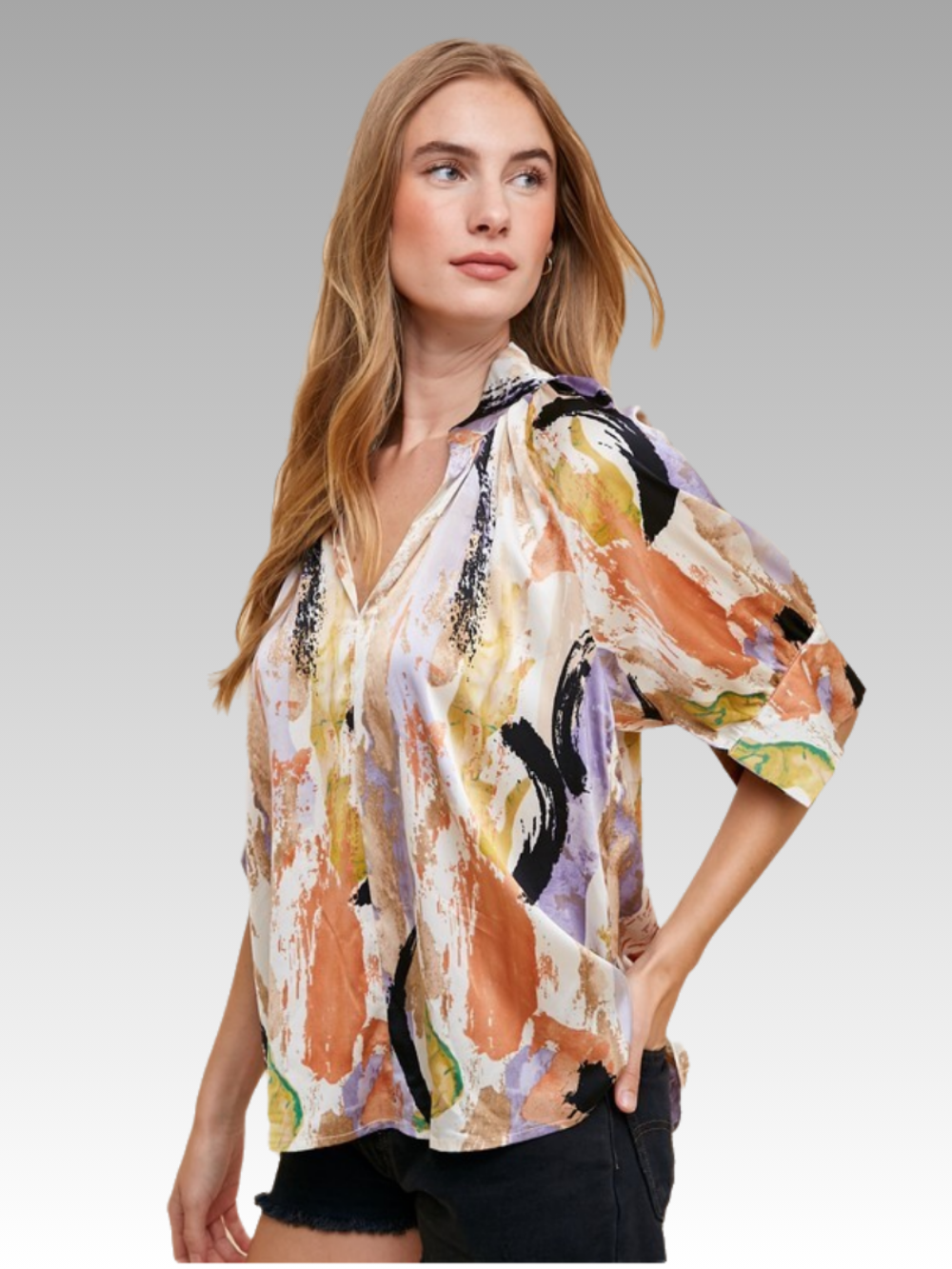 Solvivra Print Parade V-neck Blouse