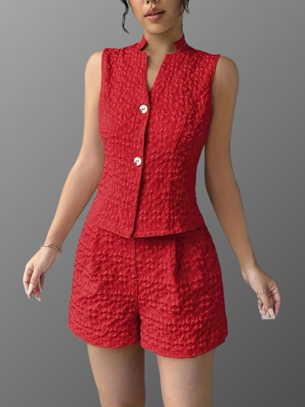 Solvivra Tailor Made Mood Buttoned Top and Shorts Set