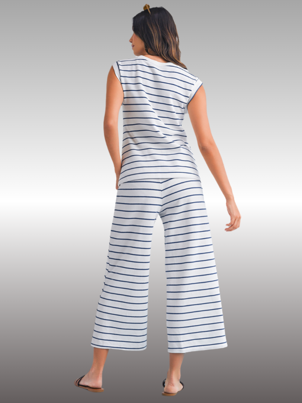 Solvivra Stripe & Stroll Sleeveless Shirt and Pants Set