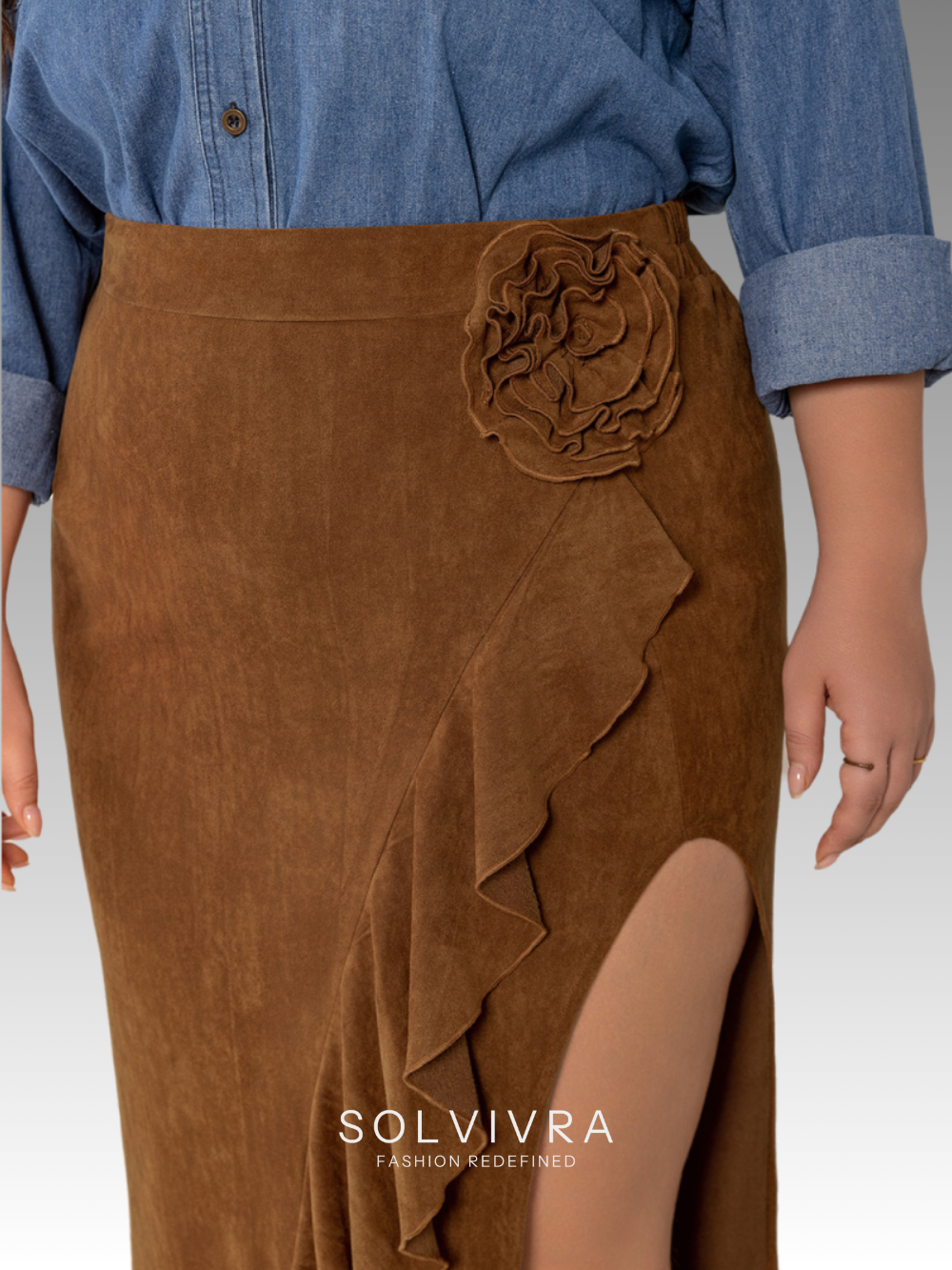 Solvivra Raw Beauty High Rise Maxi Skirt