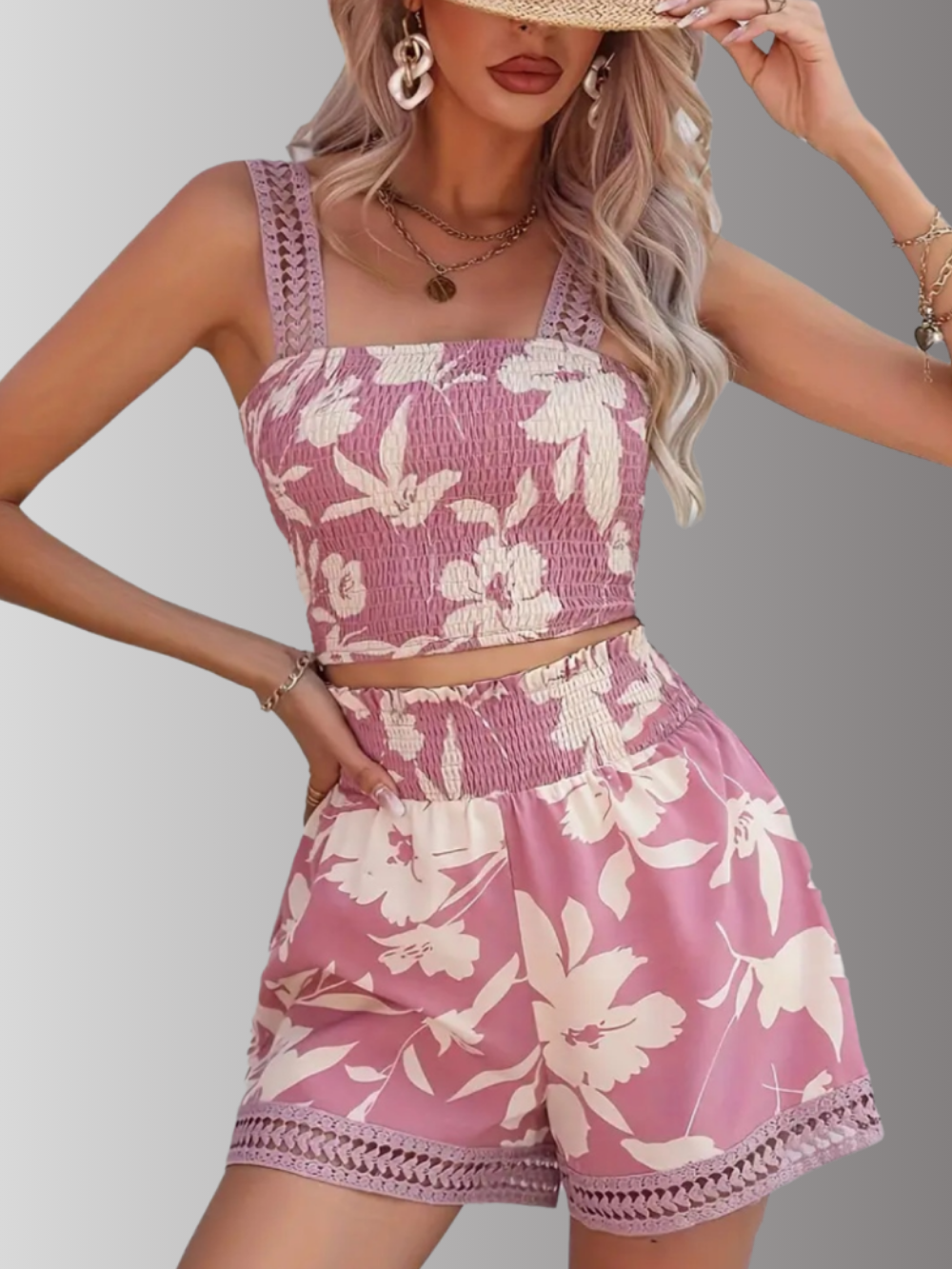 Solvivra Pretty in Summer Petals Top and Shorts Set
