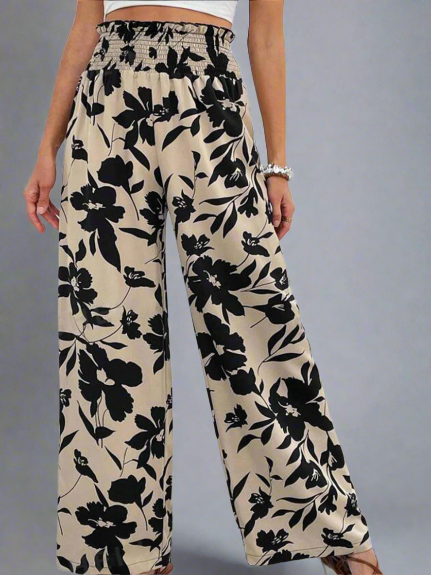 Solvivra Soft Bloom Smocked Waist Trousers