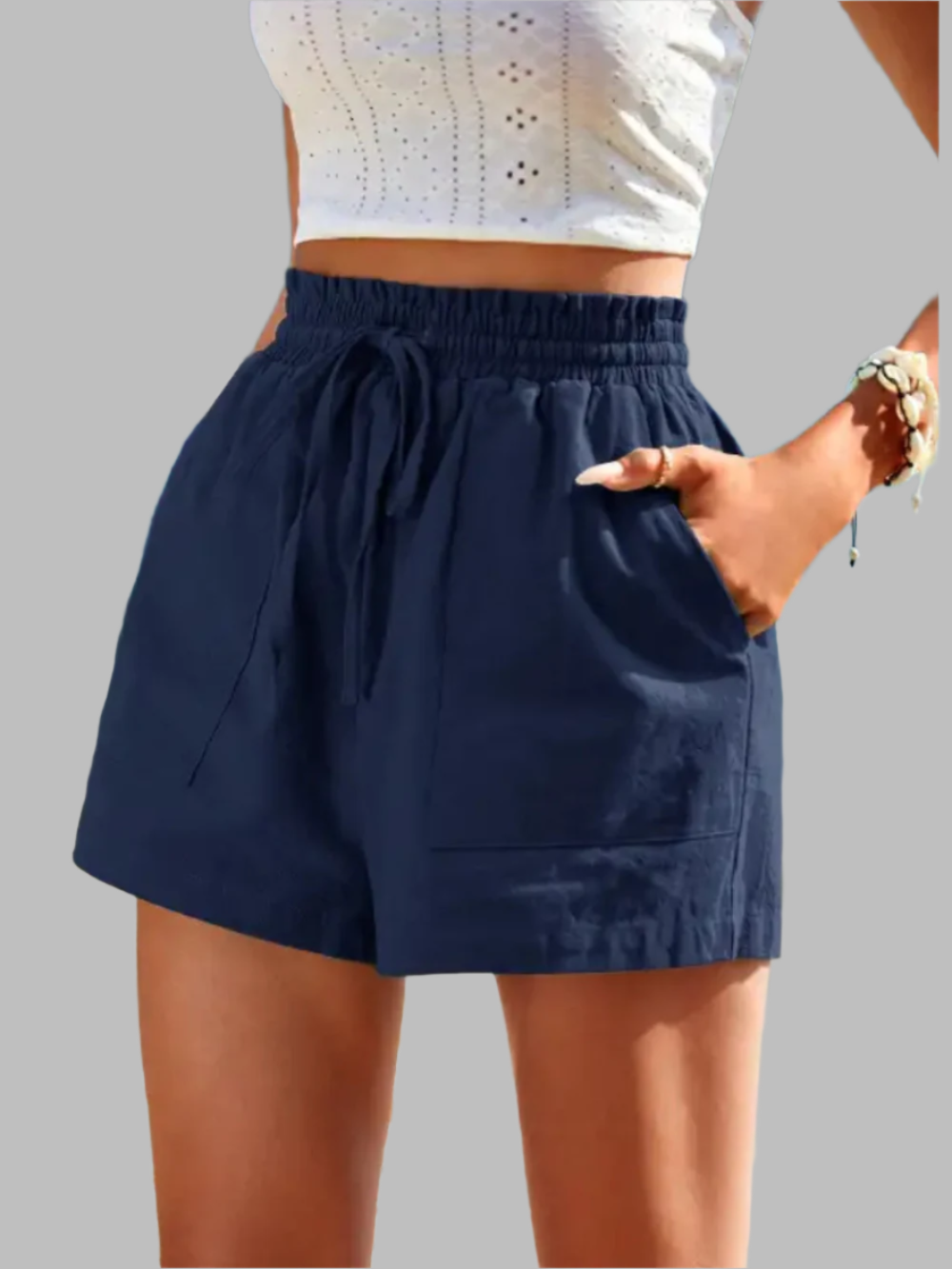 Solvivra Casual Drawstring Waist Shorts