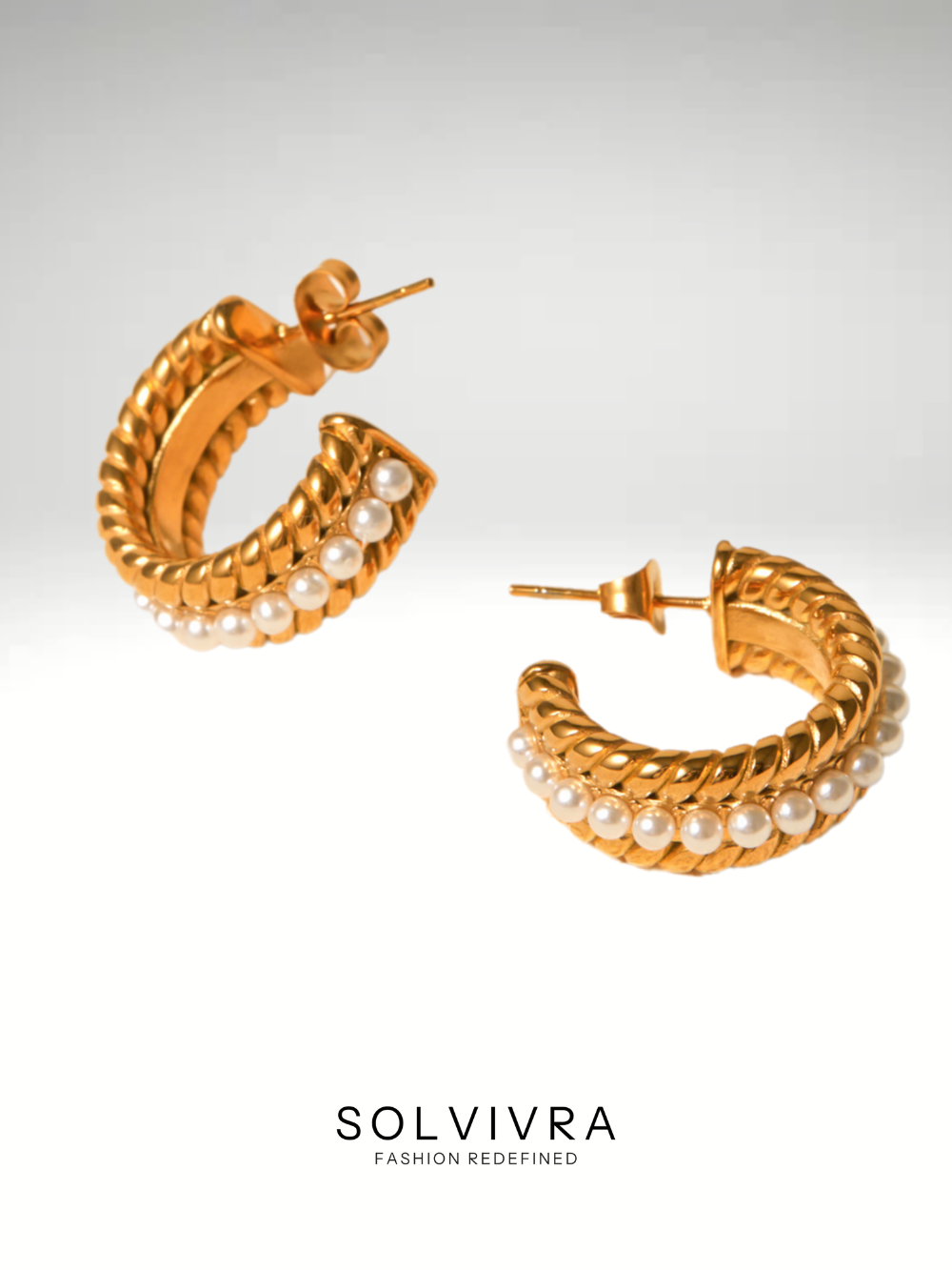 Solvivra Pearl Curve Earrings