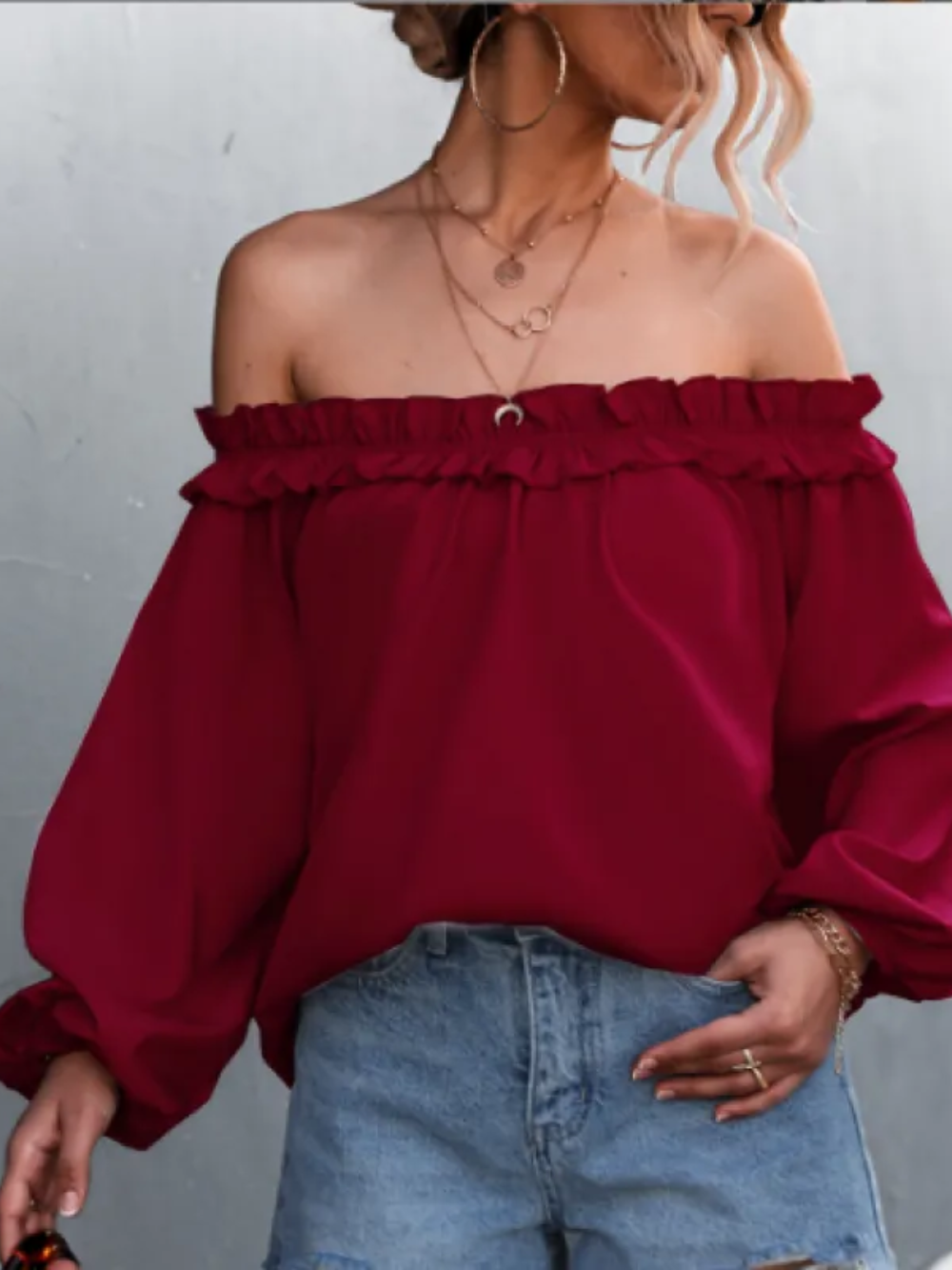 Solvivra Lay Bare Lantern Sleeve Top