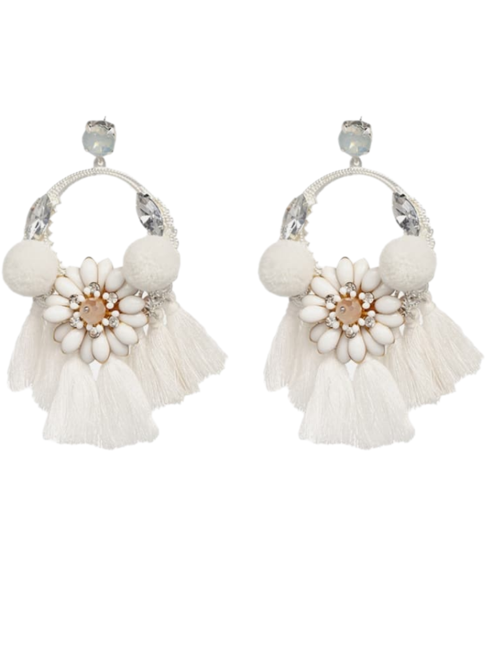 Solvivra Cloud Kiss Tassel Detailed Earrings