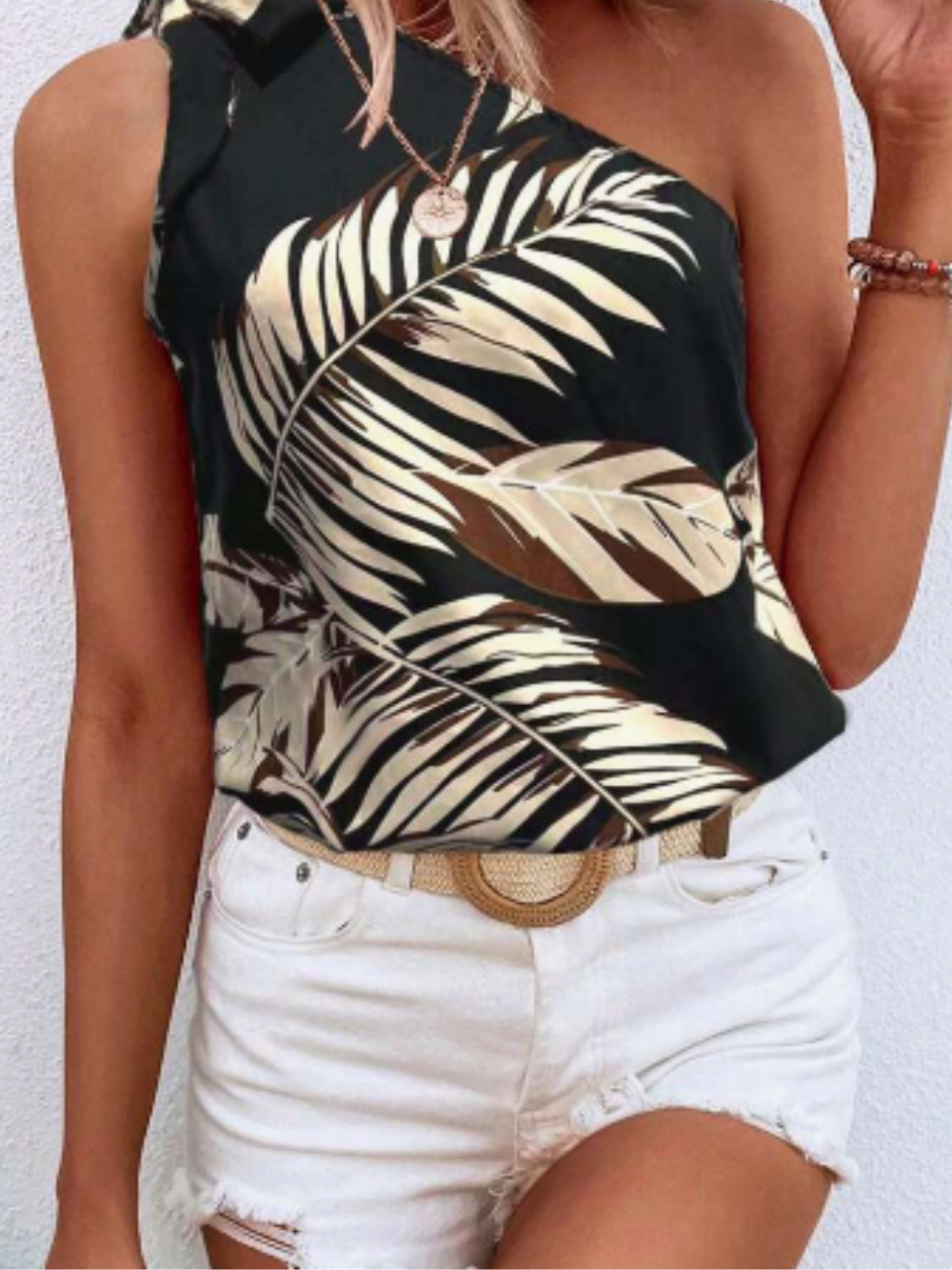 Solvivra One Shoulder Knot Holiday Top