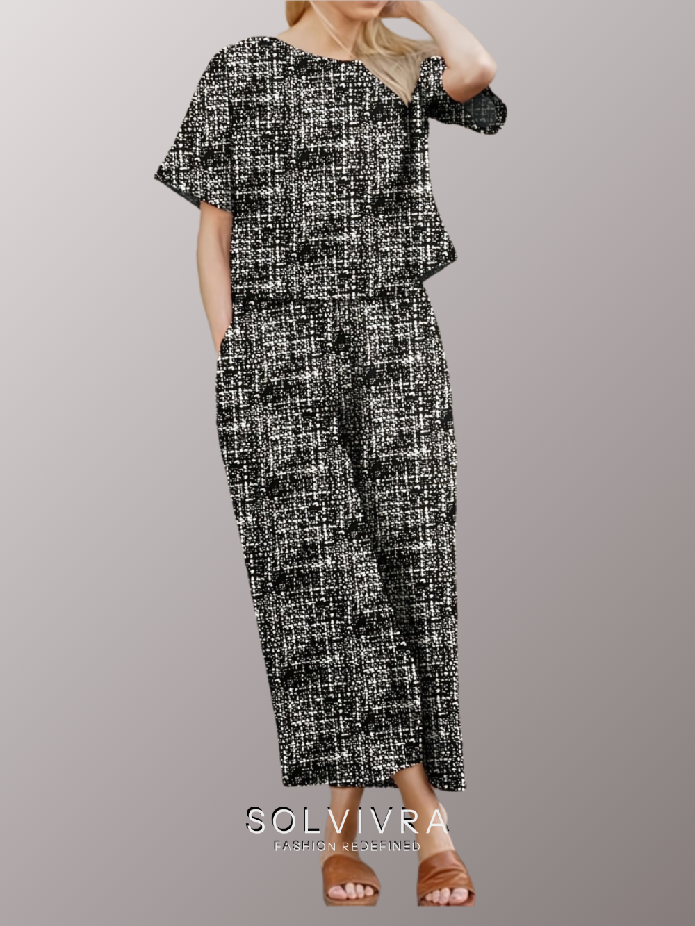 Solvivra Midnight Orbit Short Sleeve Top and Pants Set