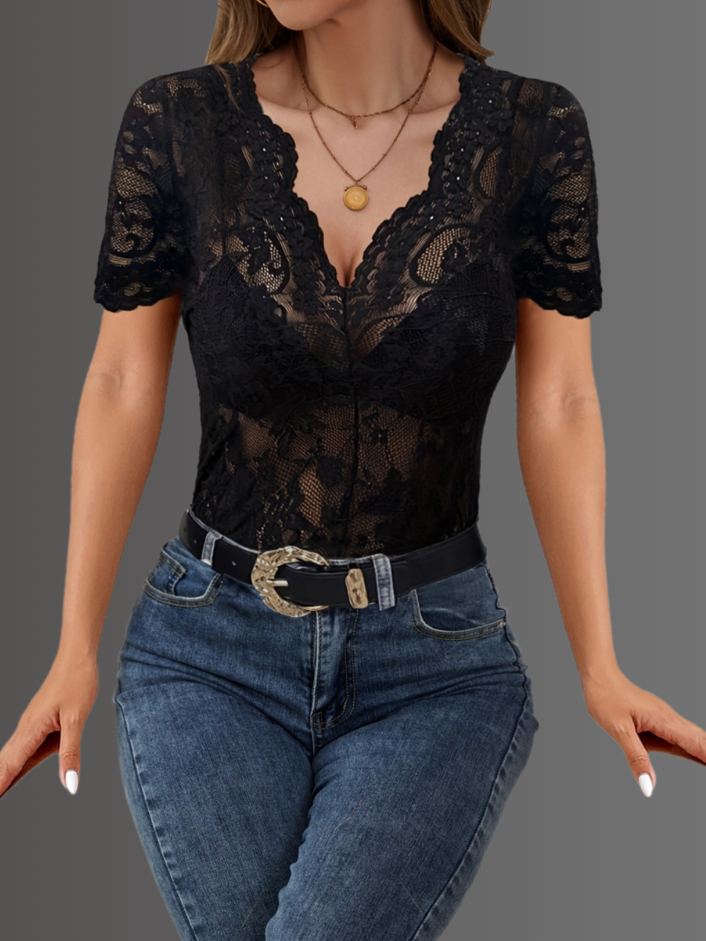 Solvivra Black Dahlia Short Sleeve Top
