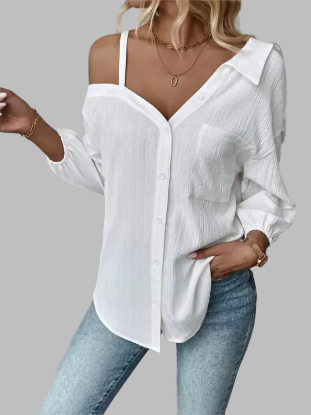 Solvivra Chill Edge Shoulder Blouse