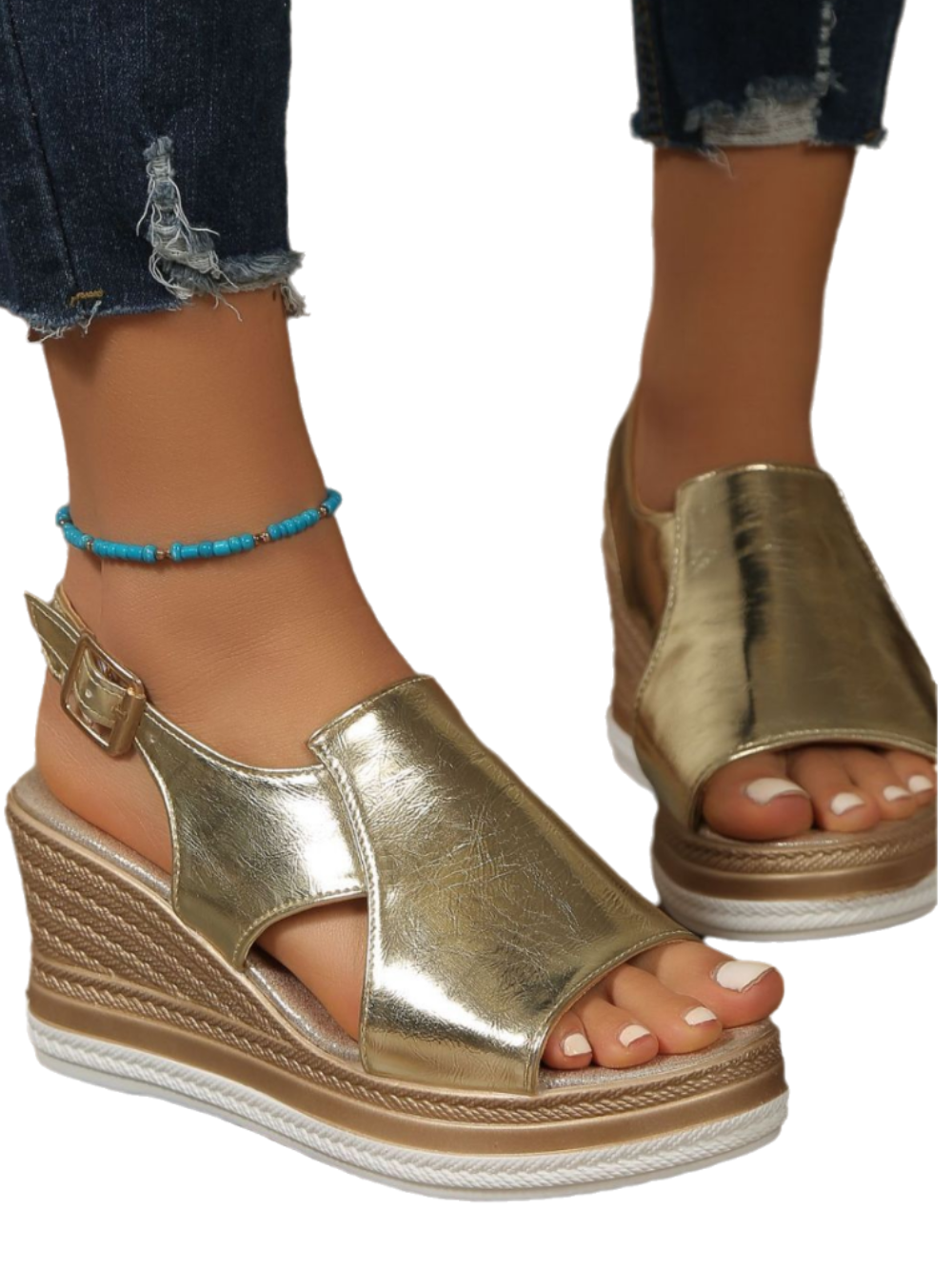 Solvivra Shimmer Rush Wedge Sandals