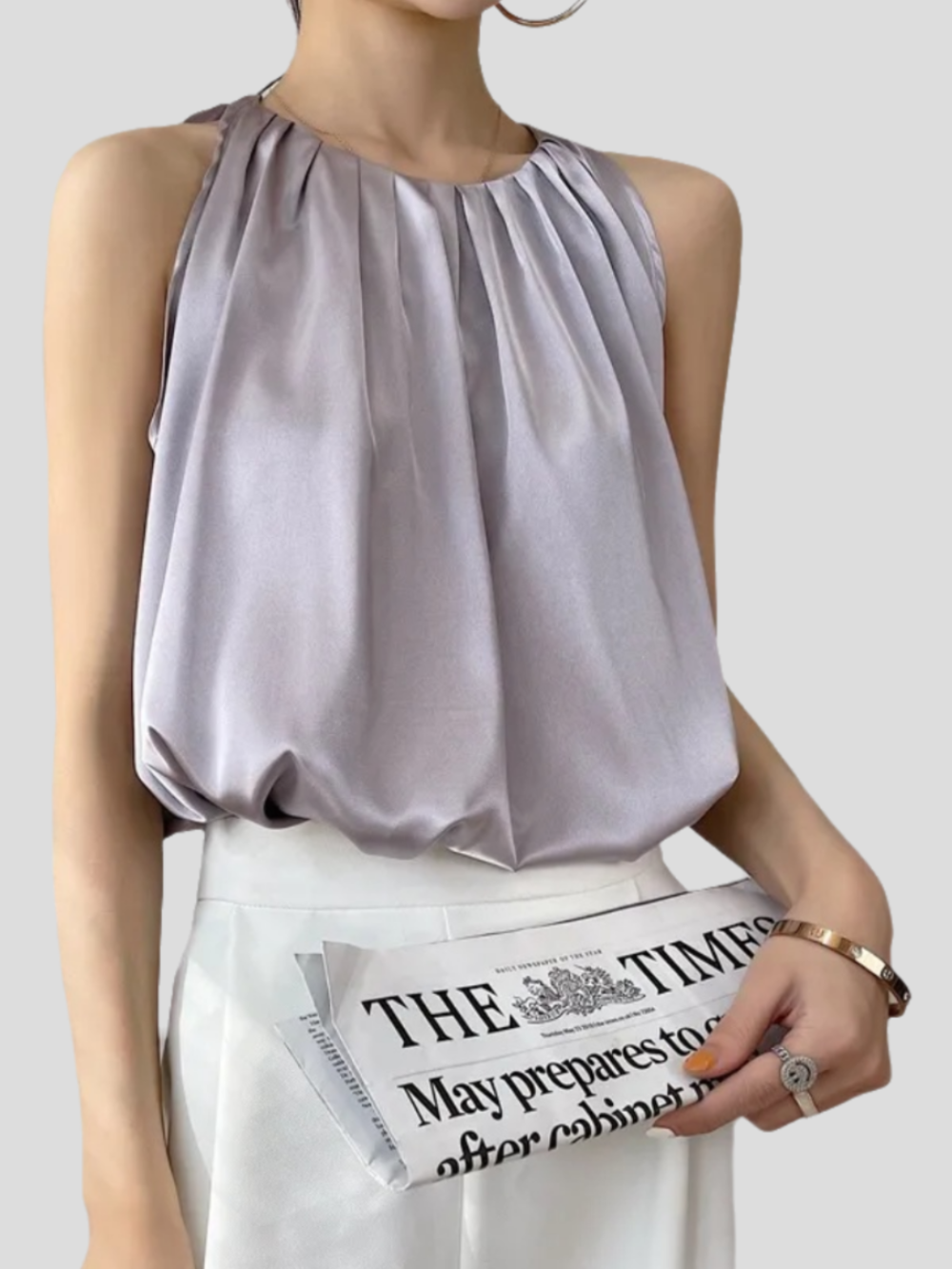 Solvivra Opal Silk Pleated Top