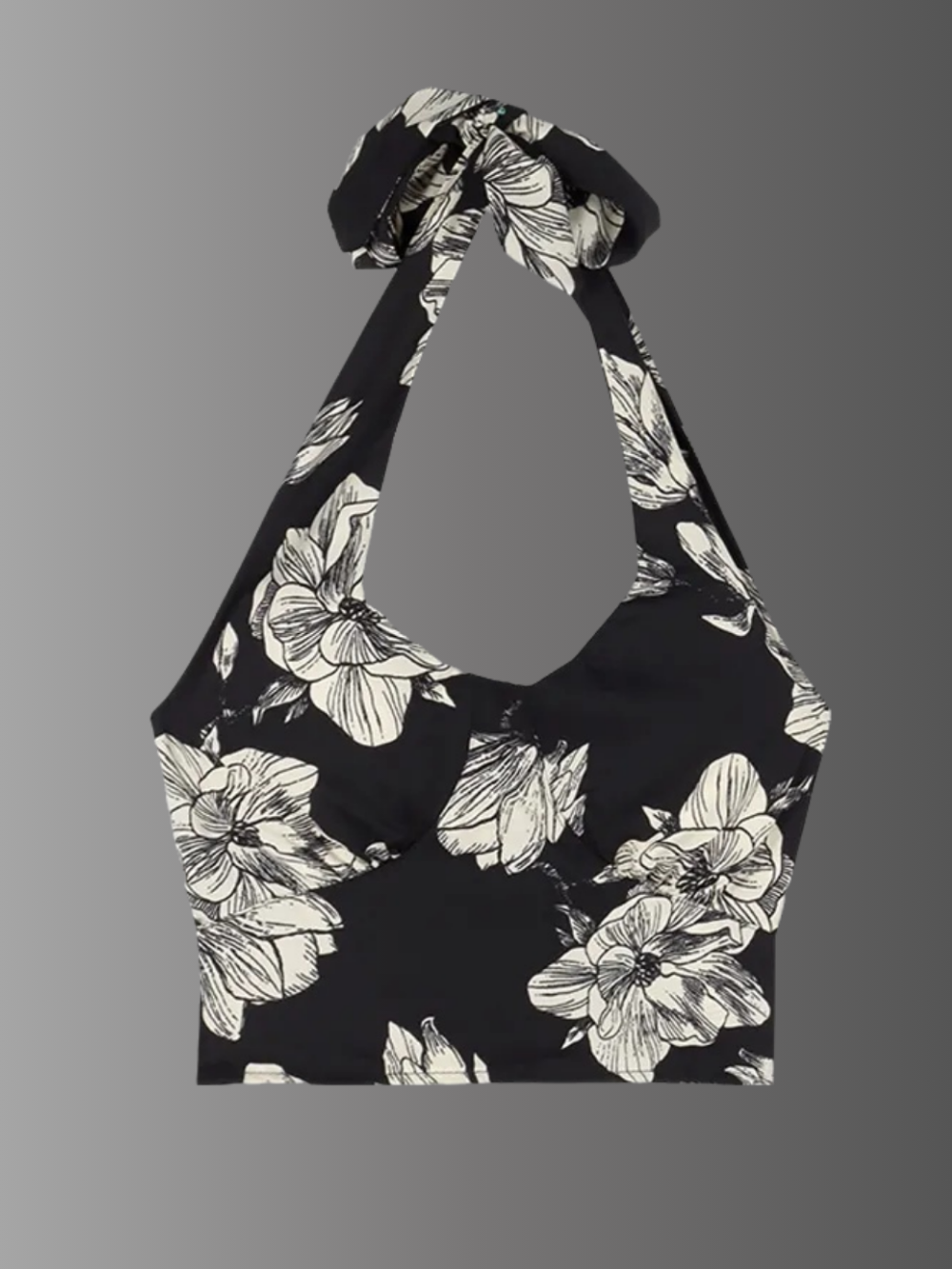 Solvivra Noir Bloom V-neck Midriff