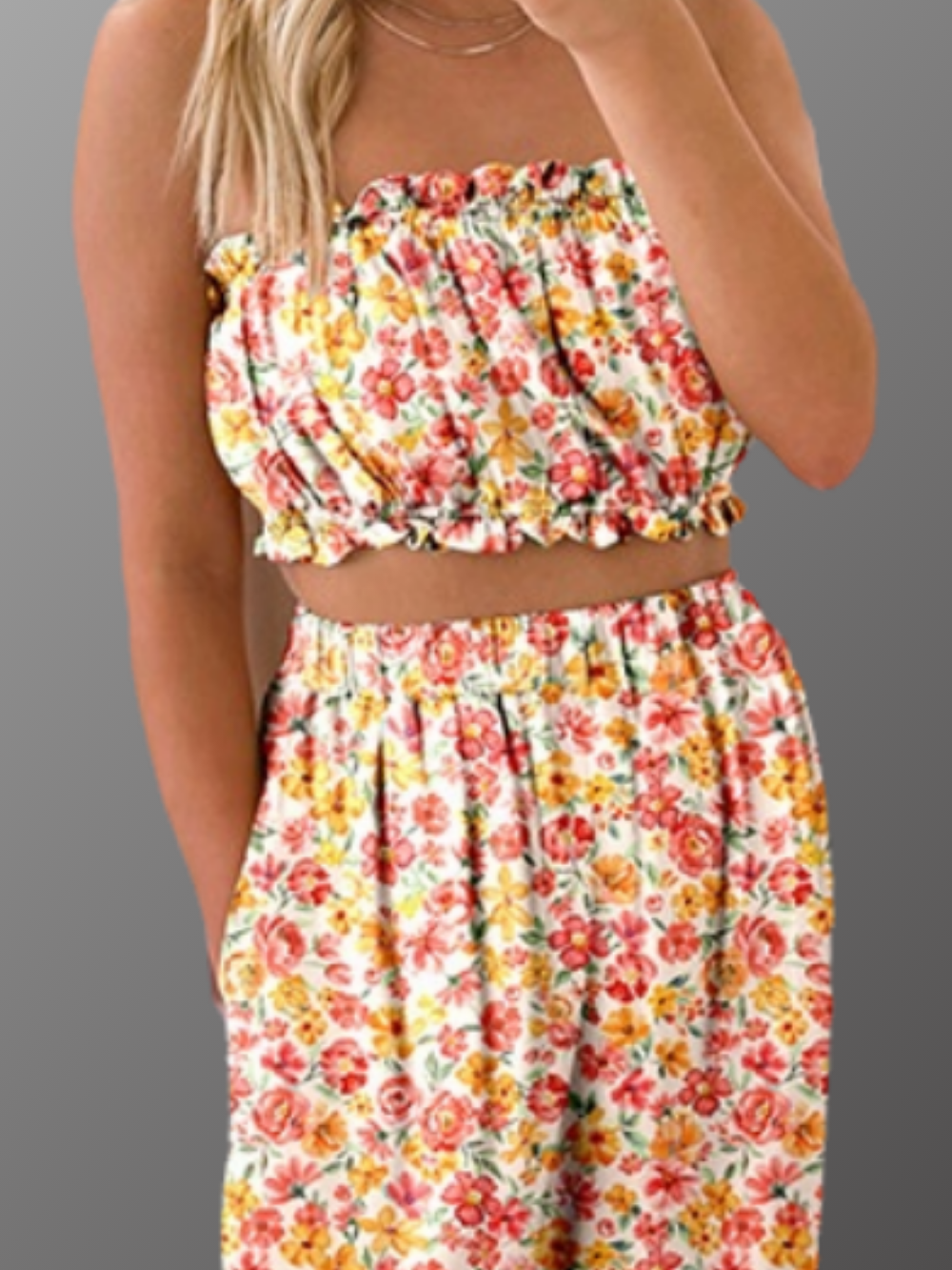 Solvivra Sunset Botanica Tube Top and Pants Set
