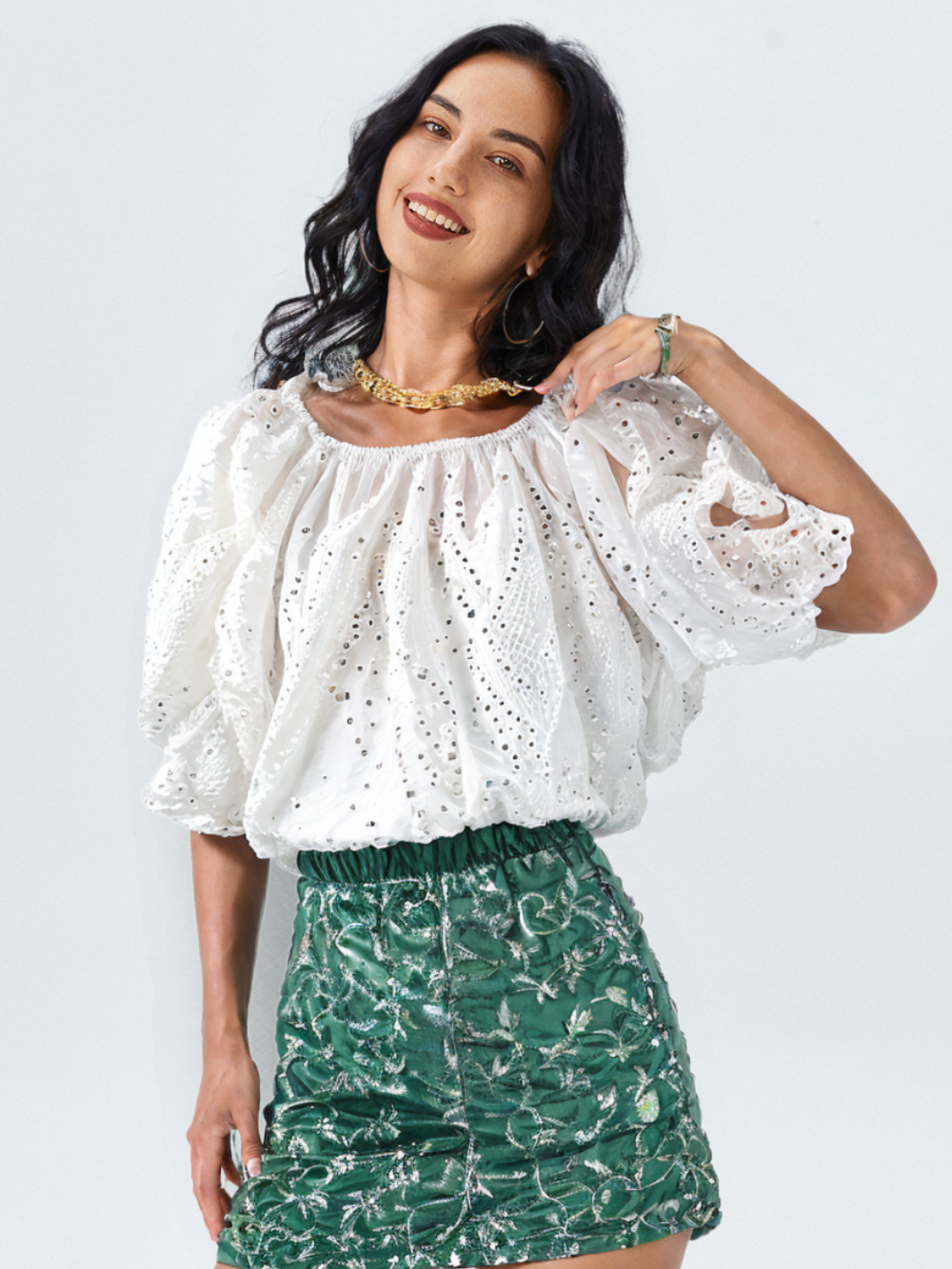 Solvivra Eyelet Embroidered Top