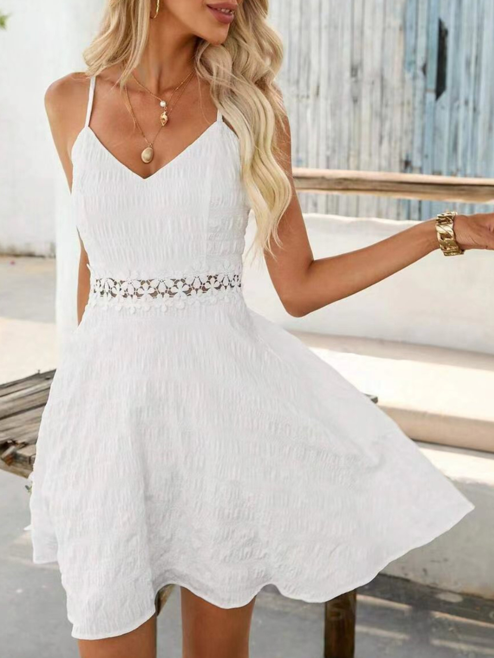 Solvivra Pearl Bloom Lace Cami Dress