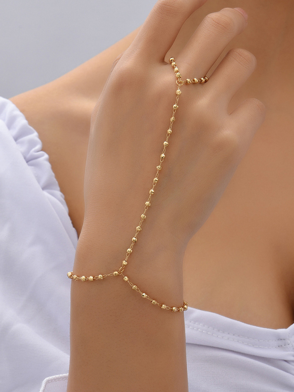 Solvivra Bead Lace Handchain Bracelet