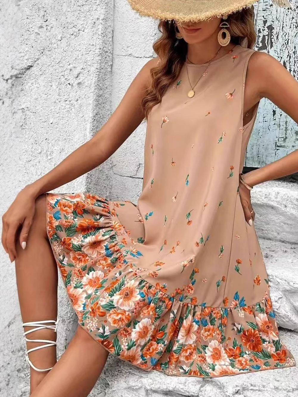 Solvivra Petal Drift Ruffle Dress