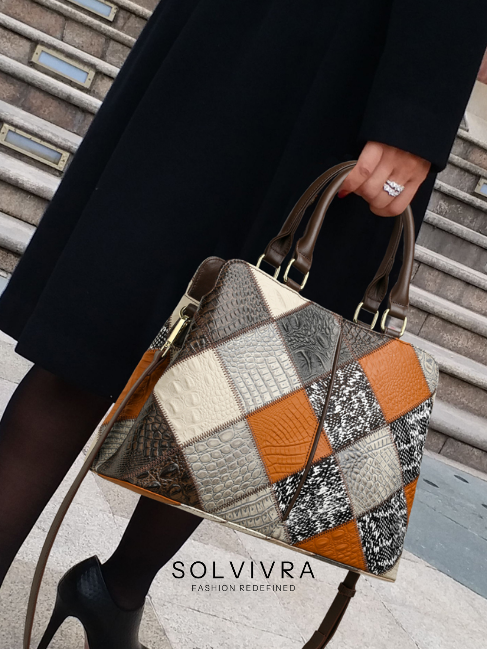 Solvivra Mod Plaid Contrast Shoulder Bag