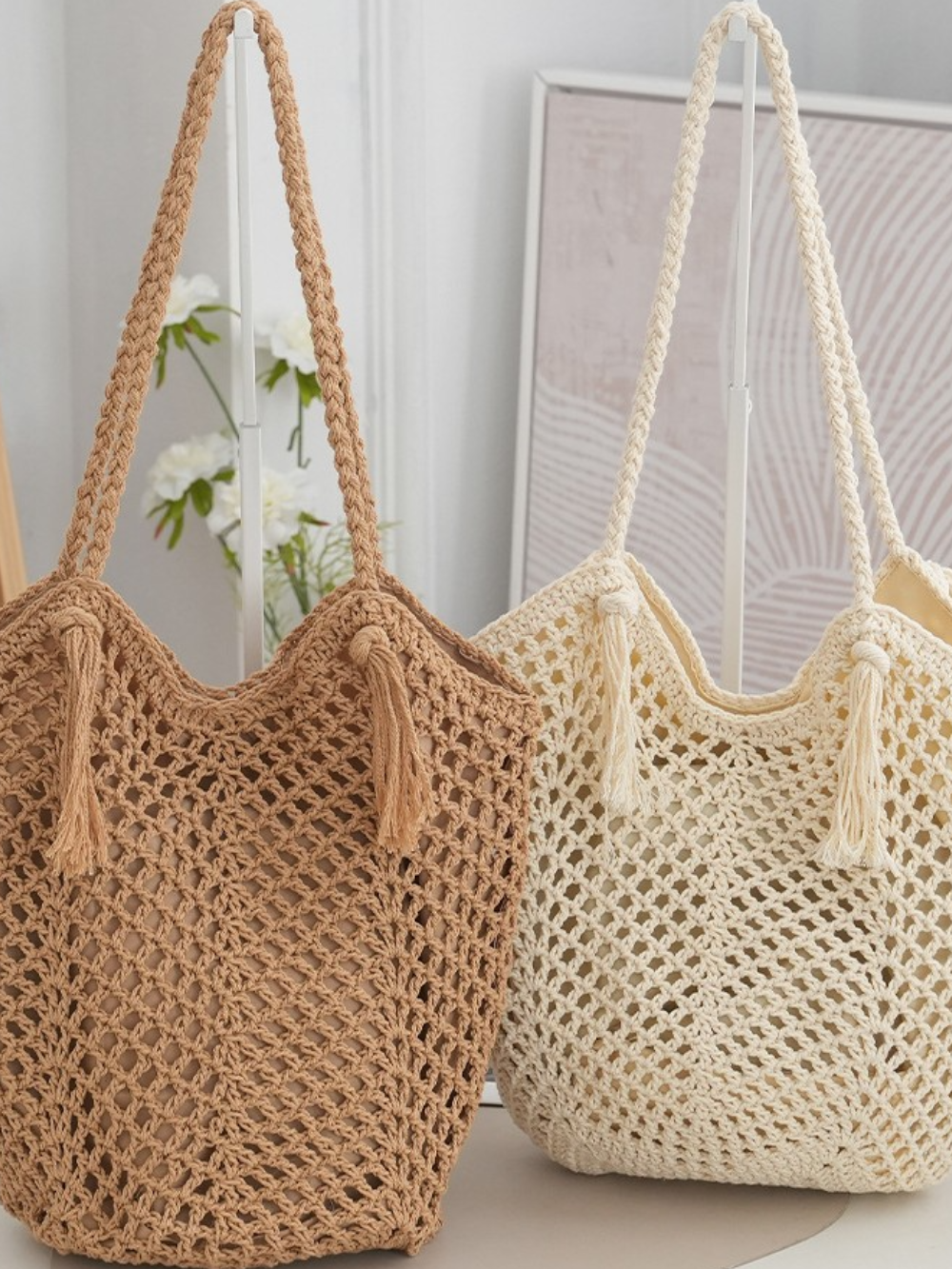 Solvivra Artisan Weave Cotton Tassel Bag