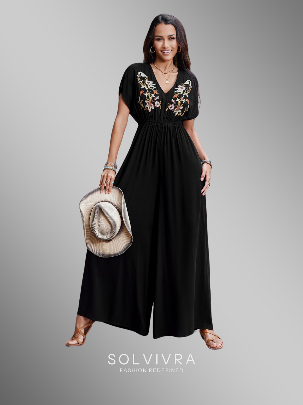 Solvivra Onyx Embrace Short-Sleeve Jumpsuit