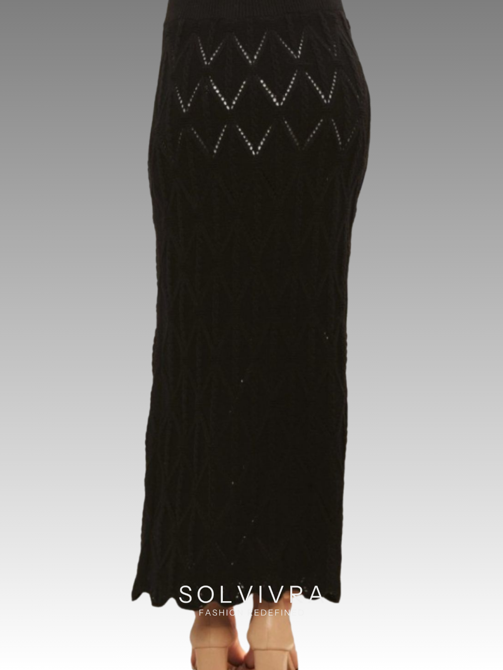 Solvivra Subtle Drama Long Knit Skirt