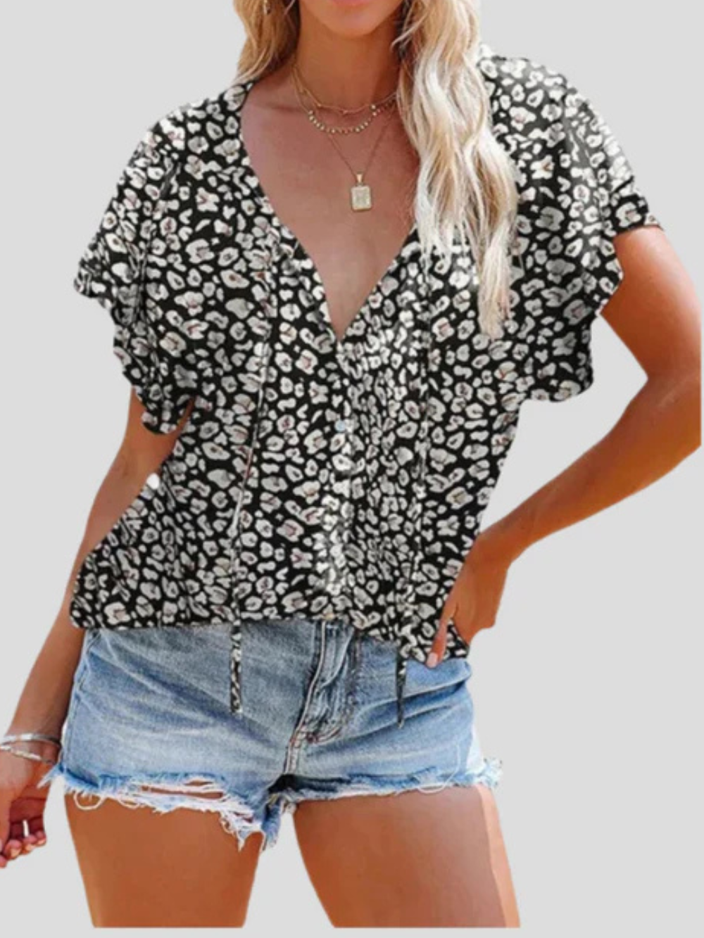 Solvivra Summer Blossom Button Top