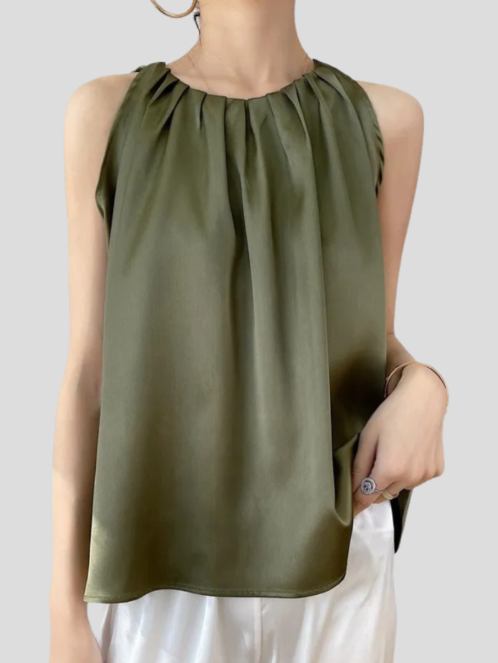 Solvivra Opal Silk Pleated Top