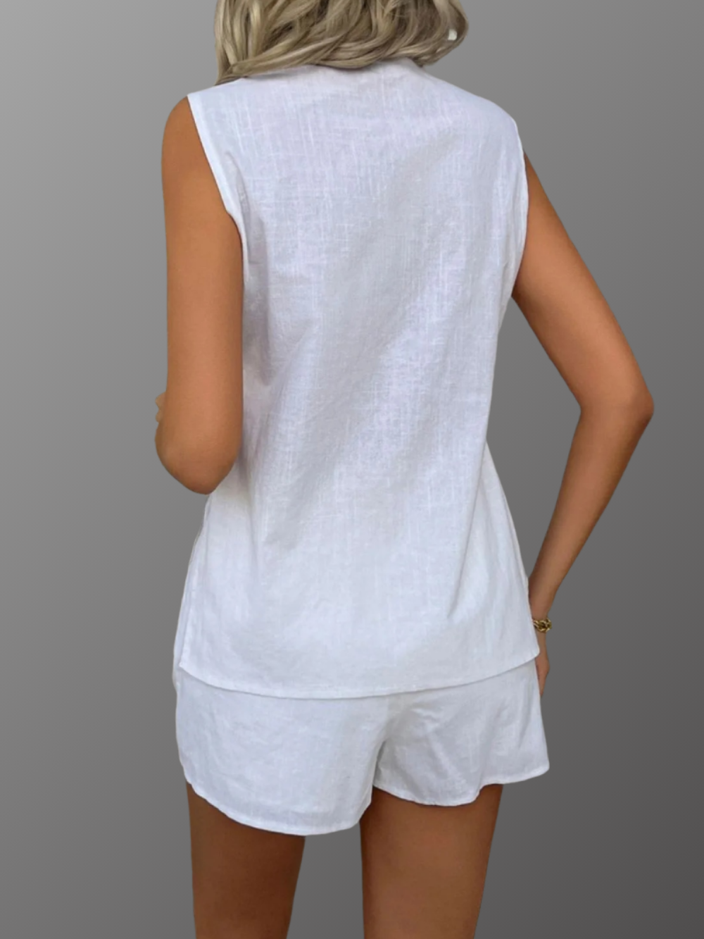 Solvivra Structured Muse Side-Slit Top and Shorts Set