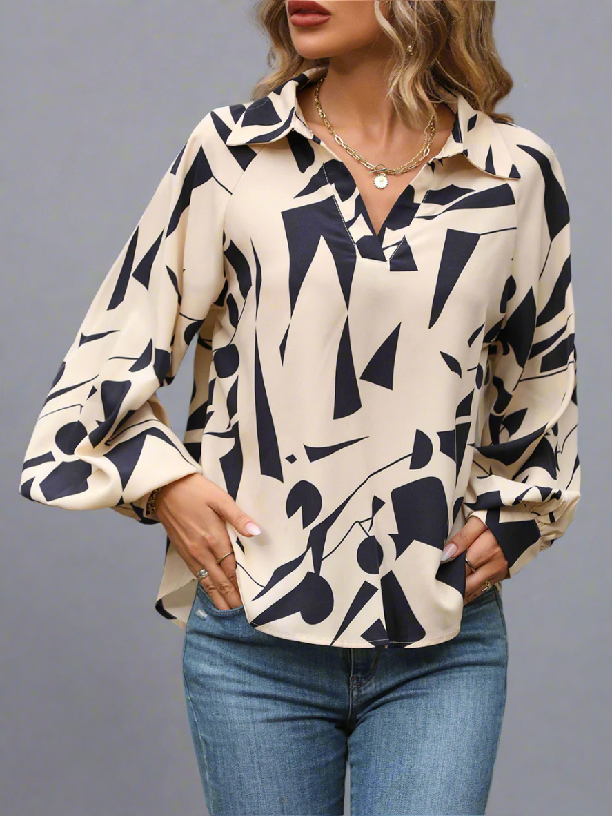 Solvivra Style Draft Johnny Collar Blouse