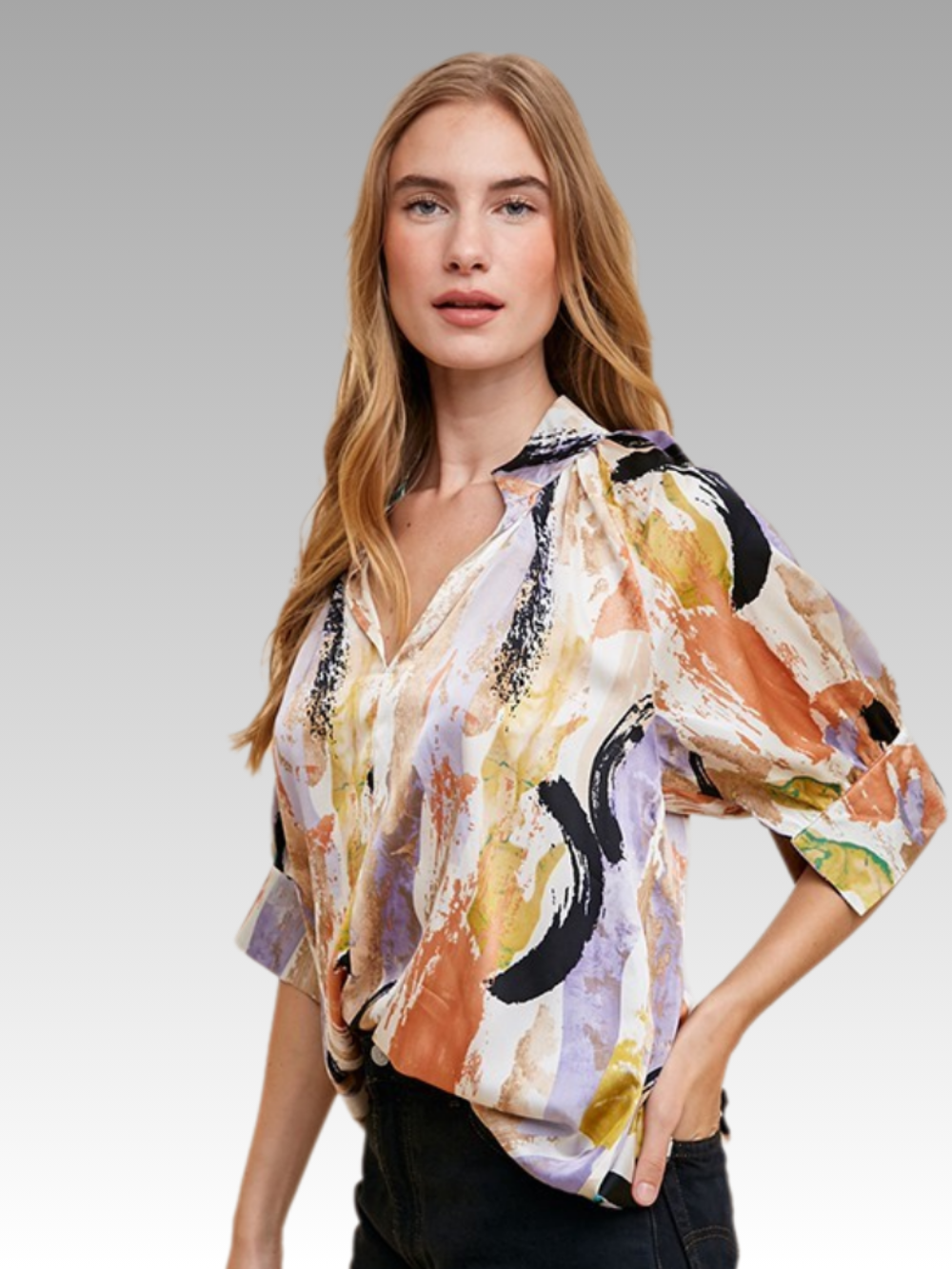 Solvivra Print Parade V-neck Blouse