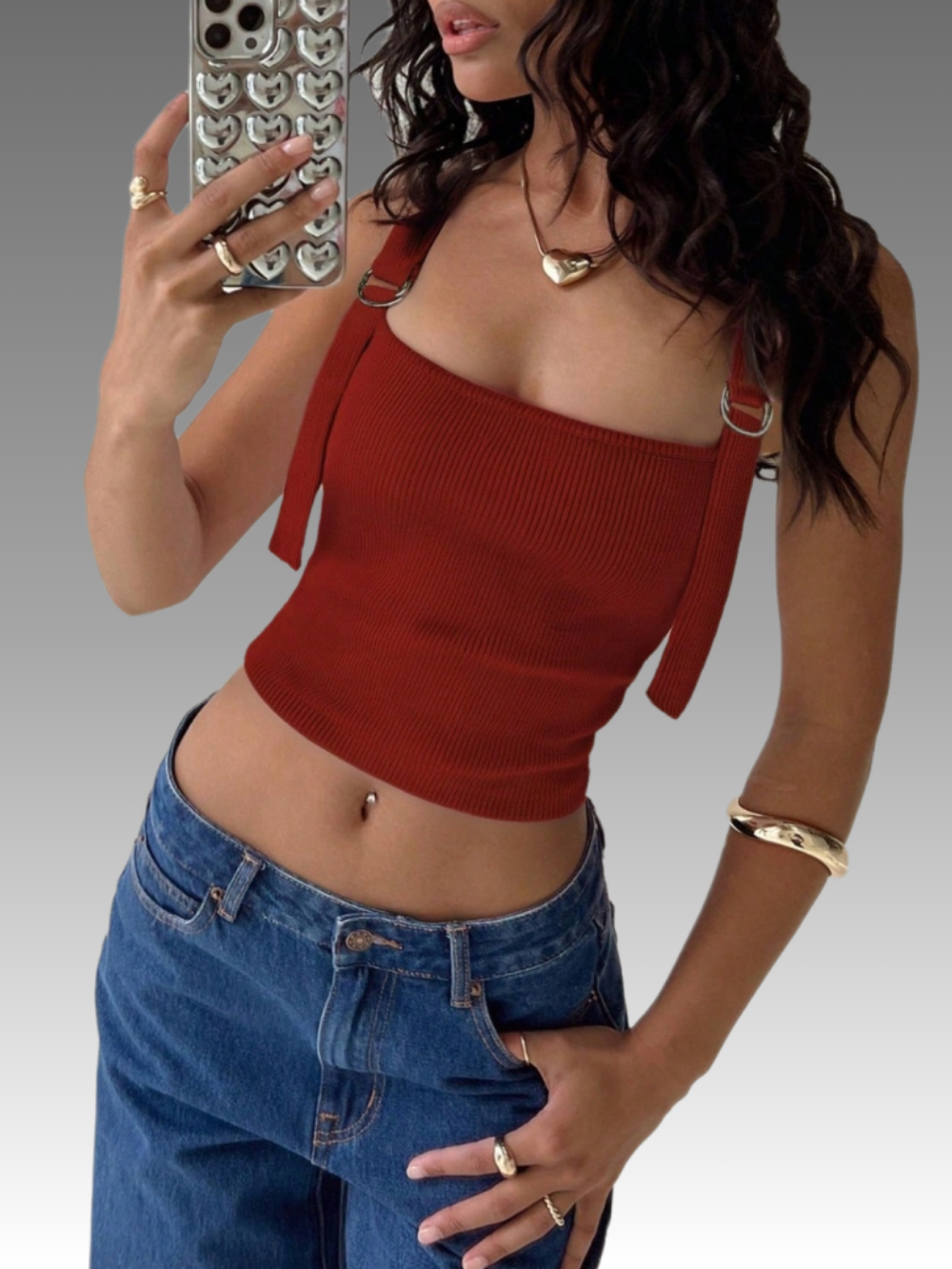 Solvivra Clean Cut Square Neck Cropped Tank Top