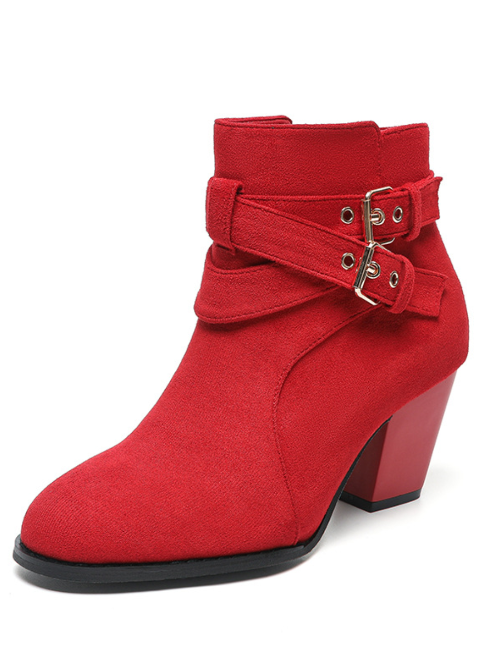 Solvivra Strap & Suede Chic Ankle Boots