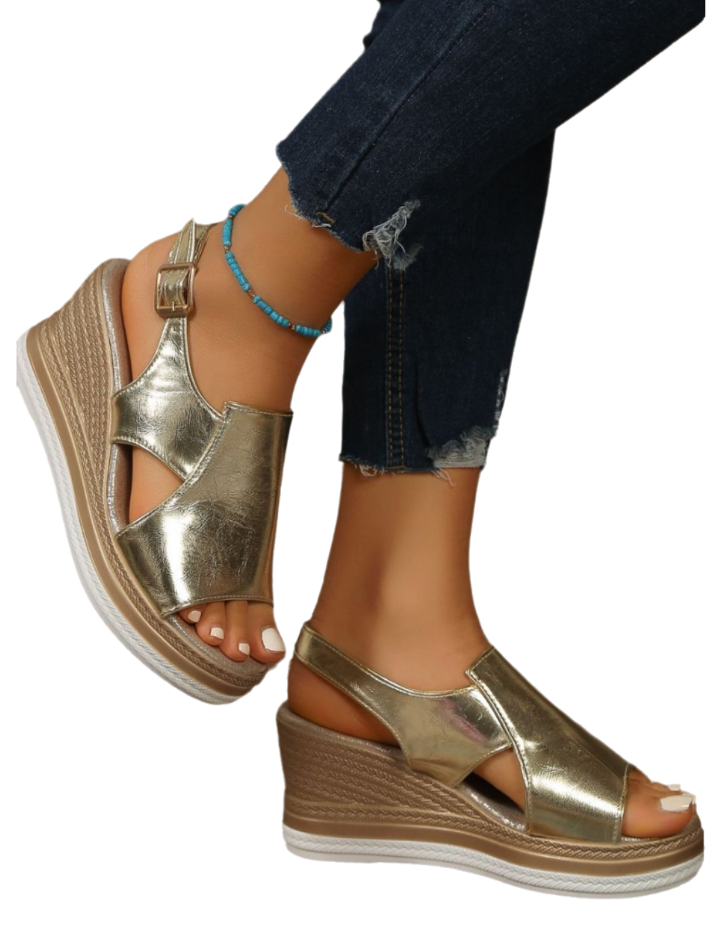 Solvivra Shimmer Rush Wedge Sandals