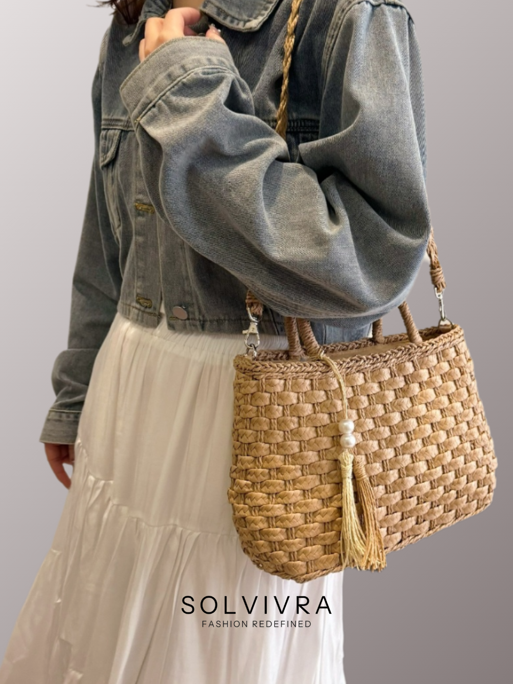 Solvivra Raffia Knot Shoulder Bag