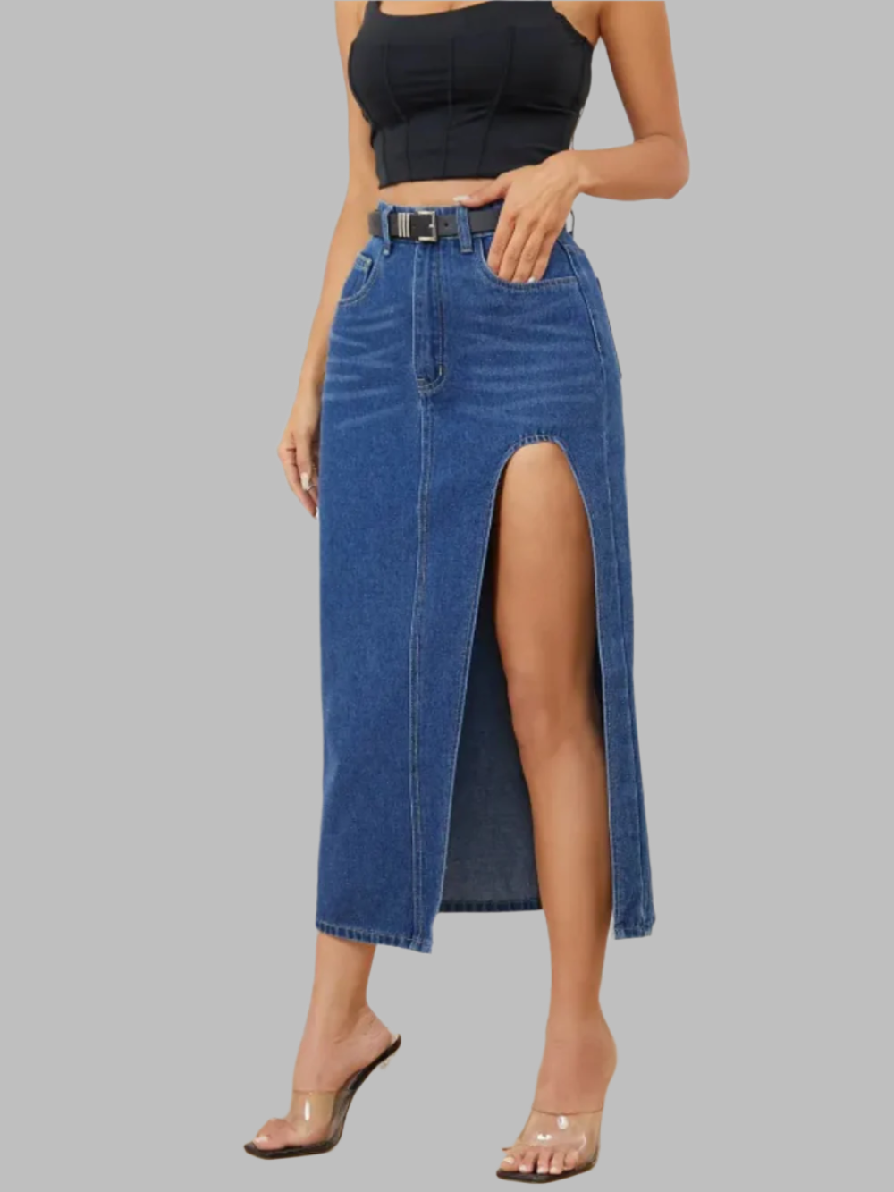 Solvivra Slit Happens Denim Skirt