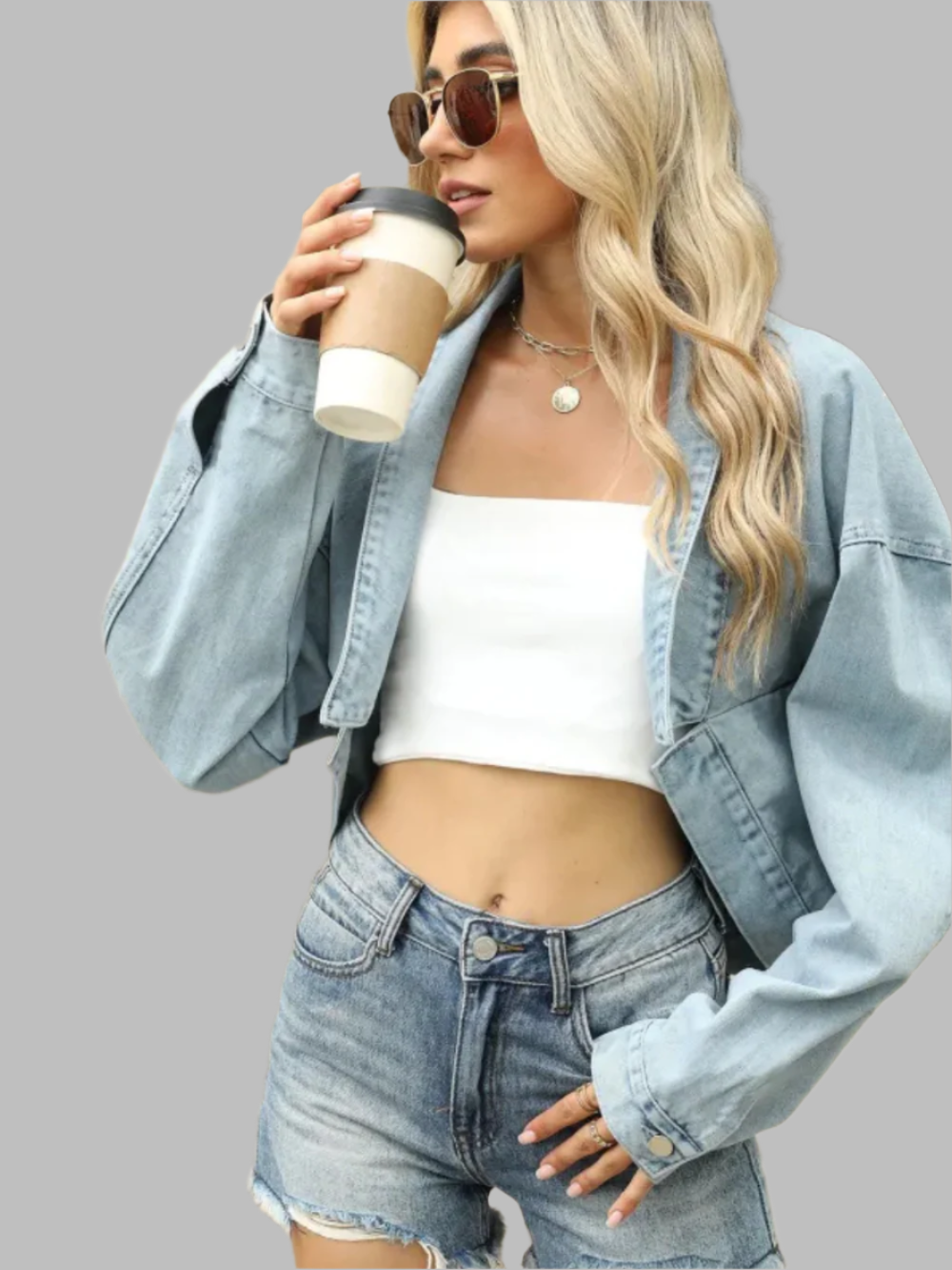 Solvivra Cropped Snazzy Denim Outerwear