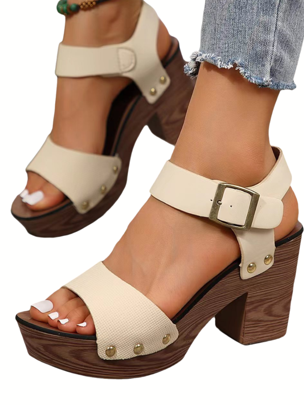 Solvivra Toe Tease Block Heel Sandals