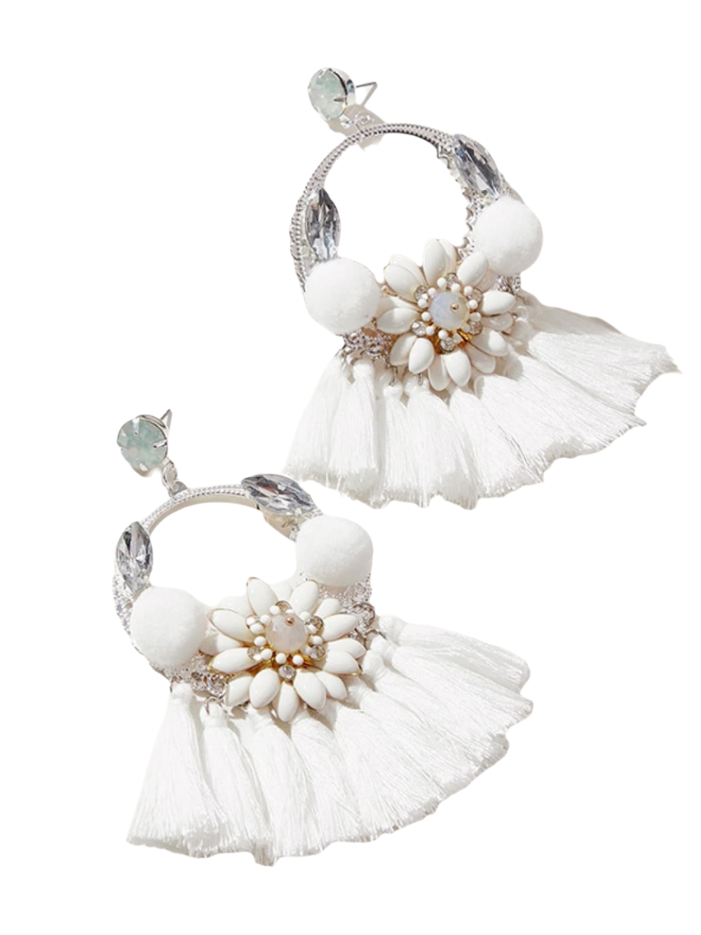 Solvivra Cloud Kiss Tassel Detailed Earrings
