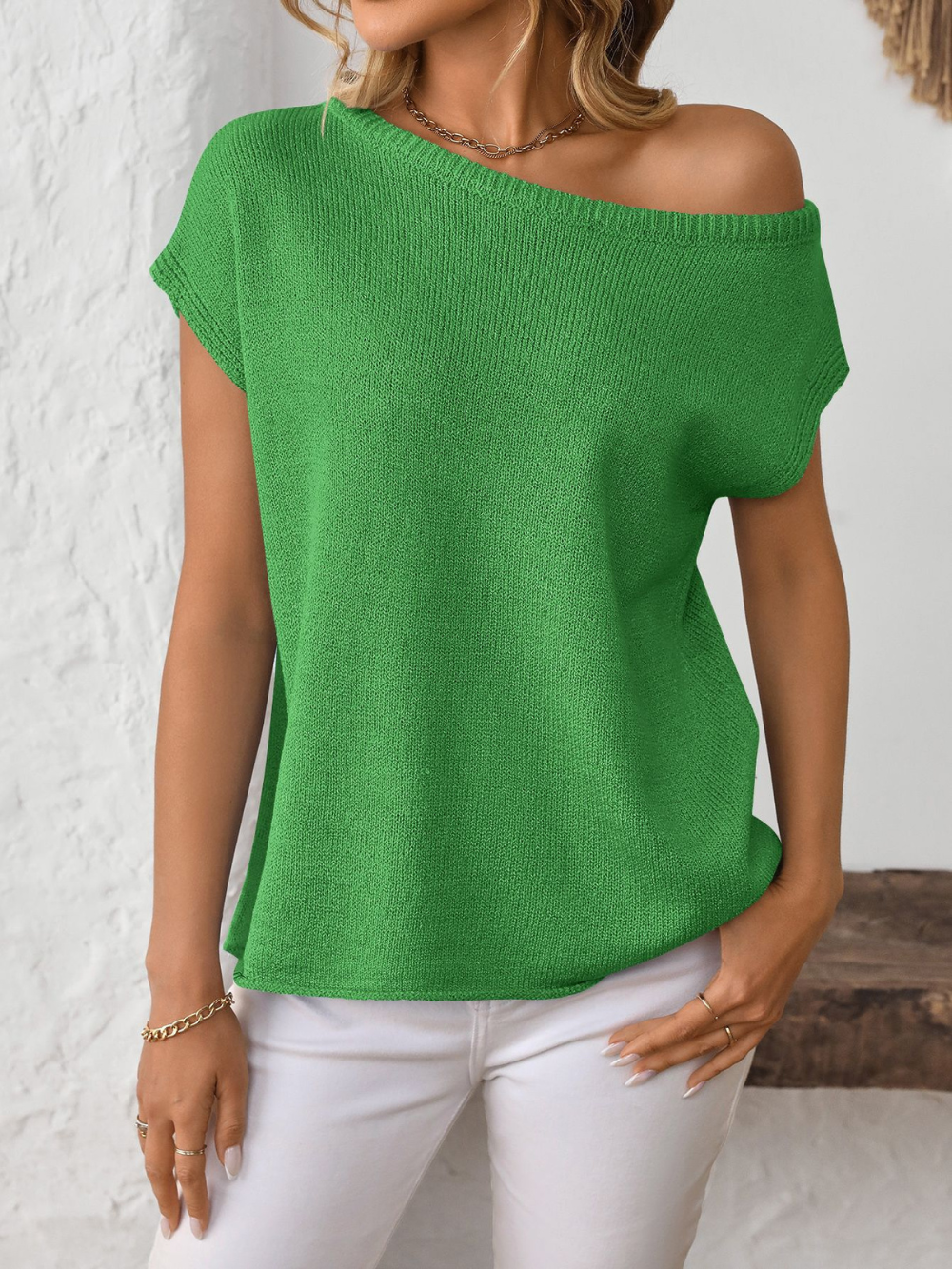 Solvivra Sundaze One Side Off-Shoulder Knit Top