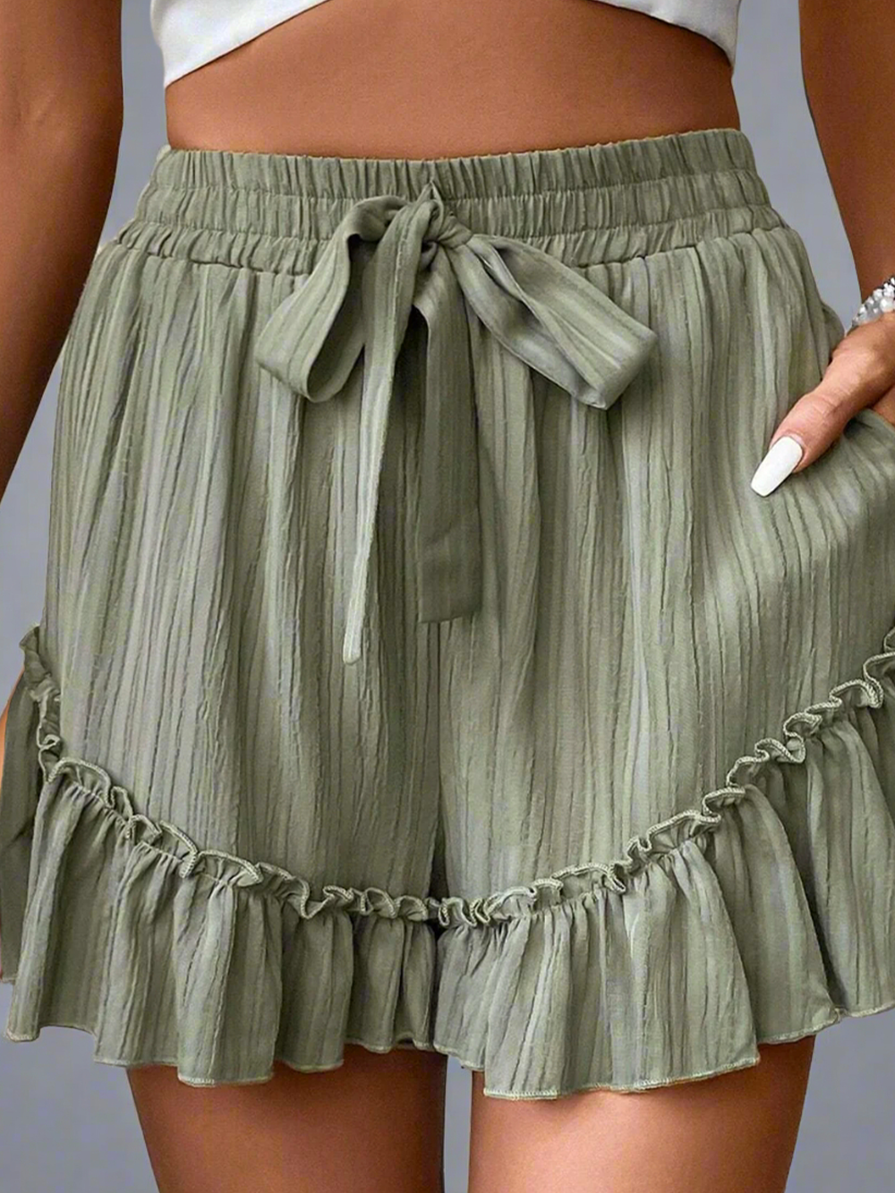 Solvivra Sage Sway Ruffled Hem Shorts