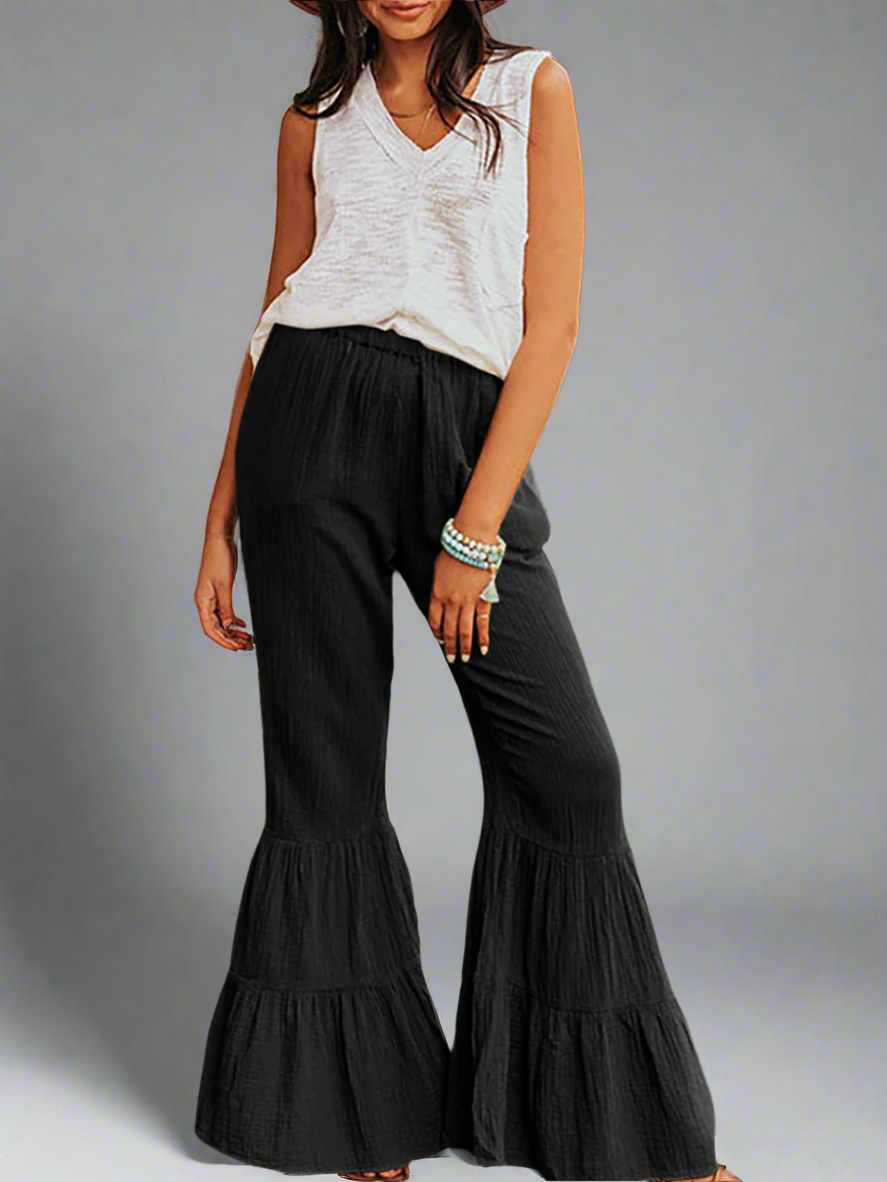 Solvivra Ruffle Rise High Waist Pants